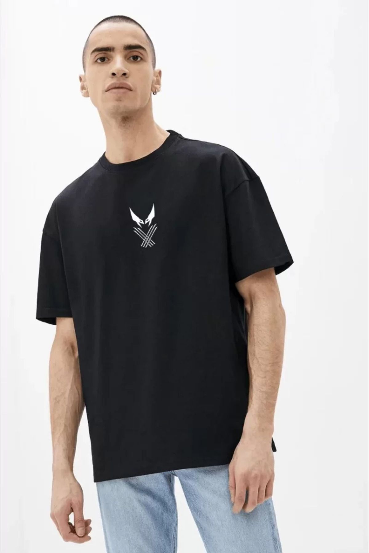 BBbutik Unisex Bisiklet Yaka Baskılı Oversize T-Shirt
