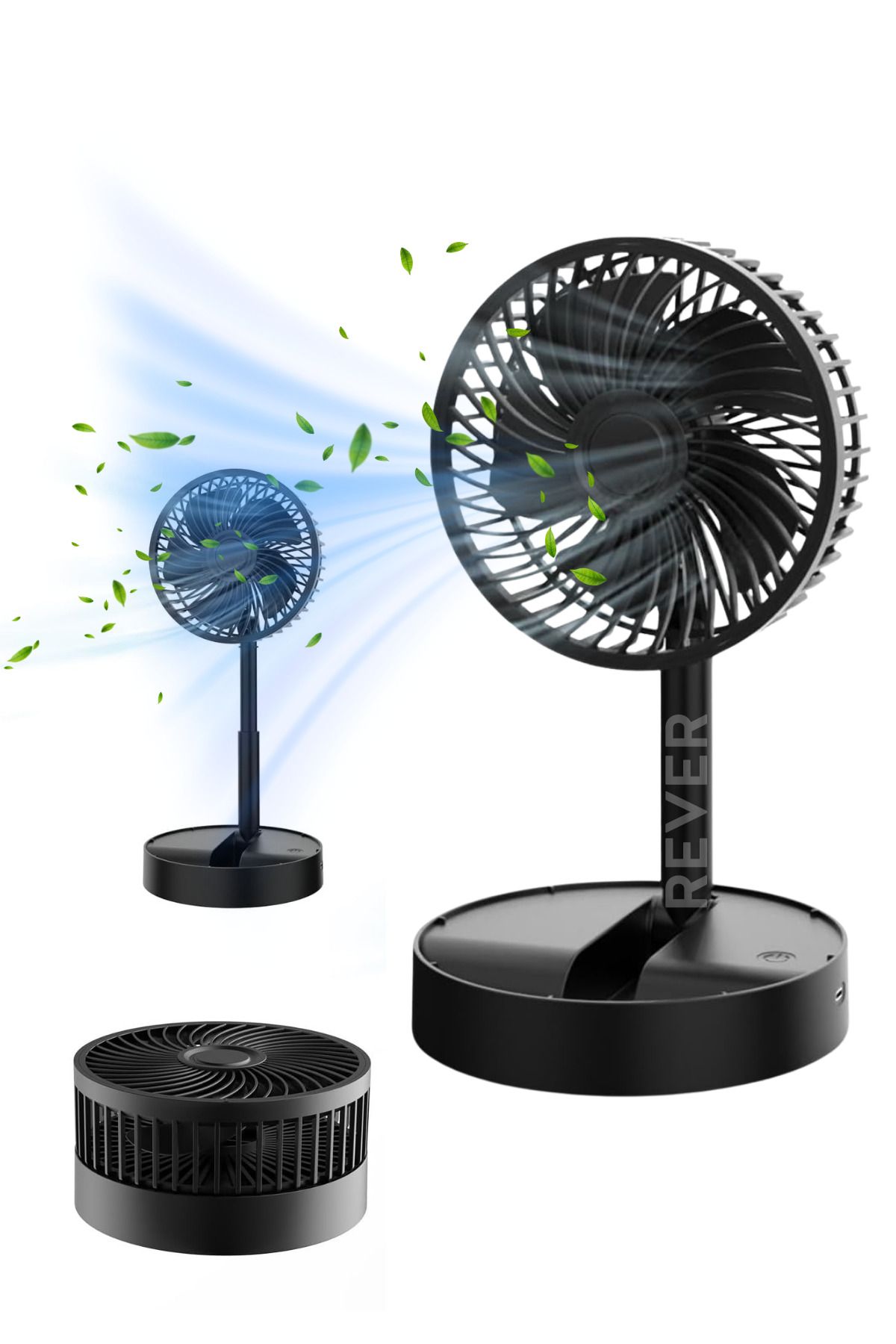 Rever Şarjlı Katlanılabilir Mini Fan Masa Üstü Vantilatörü Soğutucu Sessiz El Fanı
