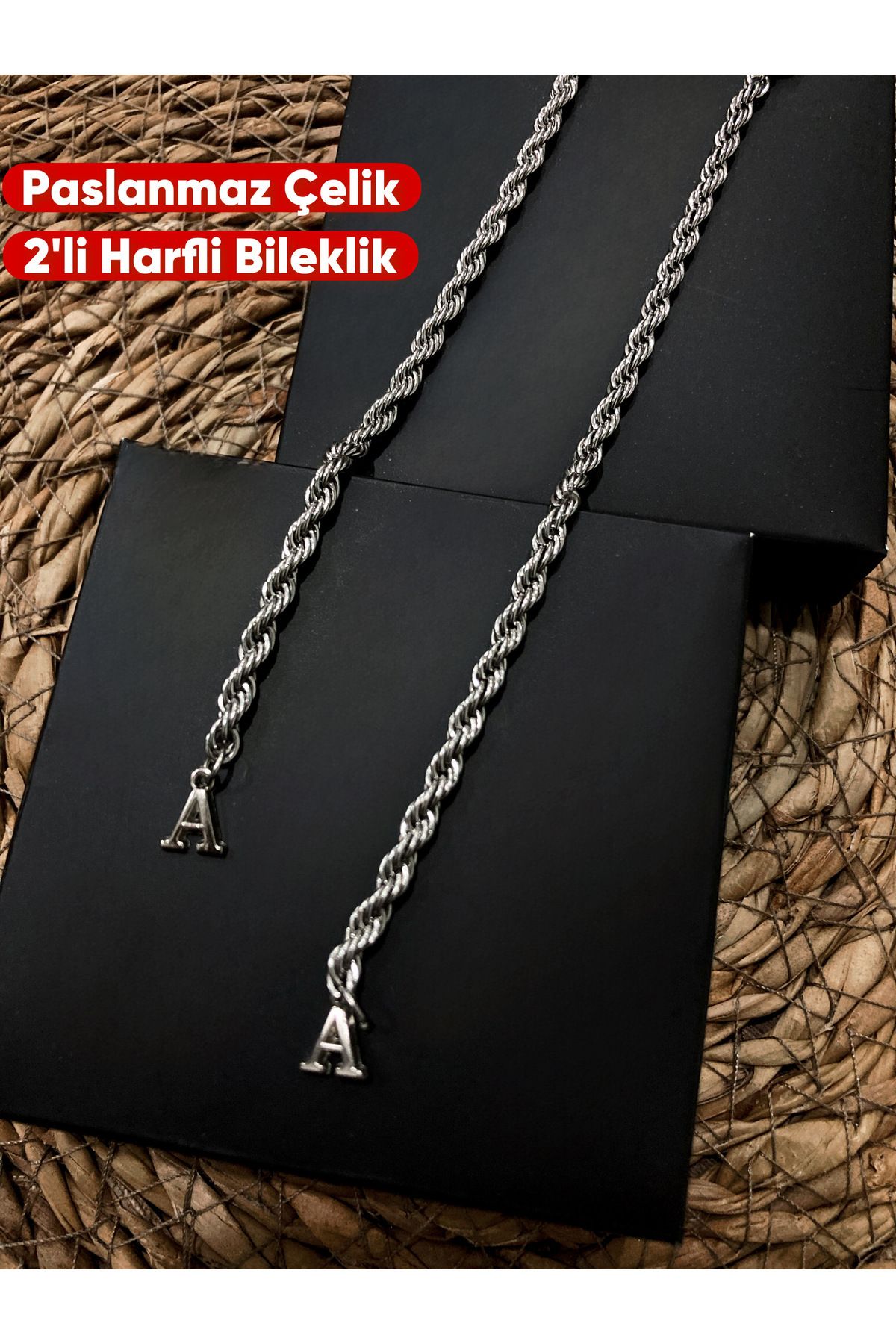 ruvelu 2’li Kişiye Özel Burgu Paslanmaz Çelik Bileklik , Arkadaş-Sevgili Bilekliği Gümüş Renk