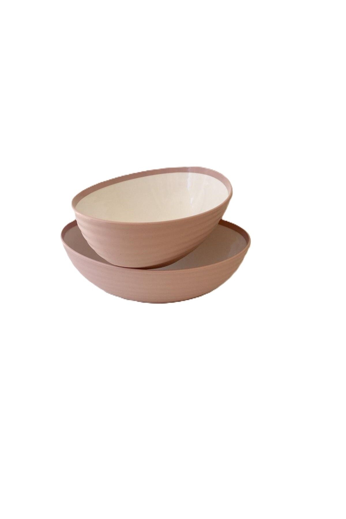 HOBBY LİFE 2'li Vera Oval, Plastik Salata ve Meyve Sunum Kasesi 1,6 lt & Pembe
