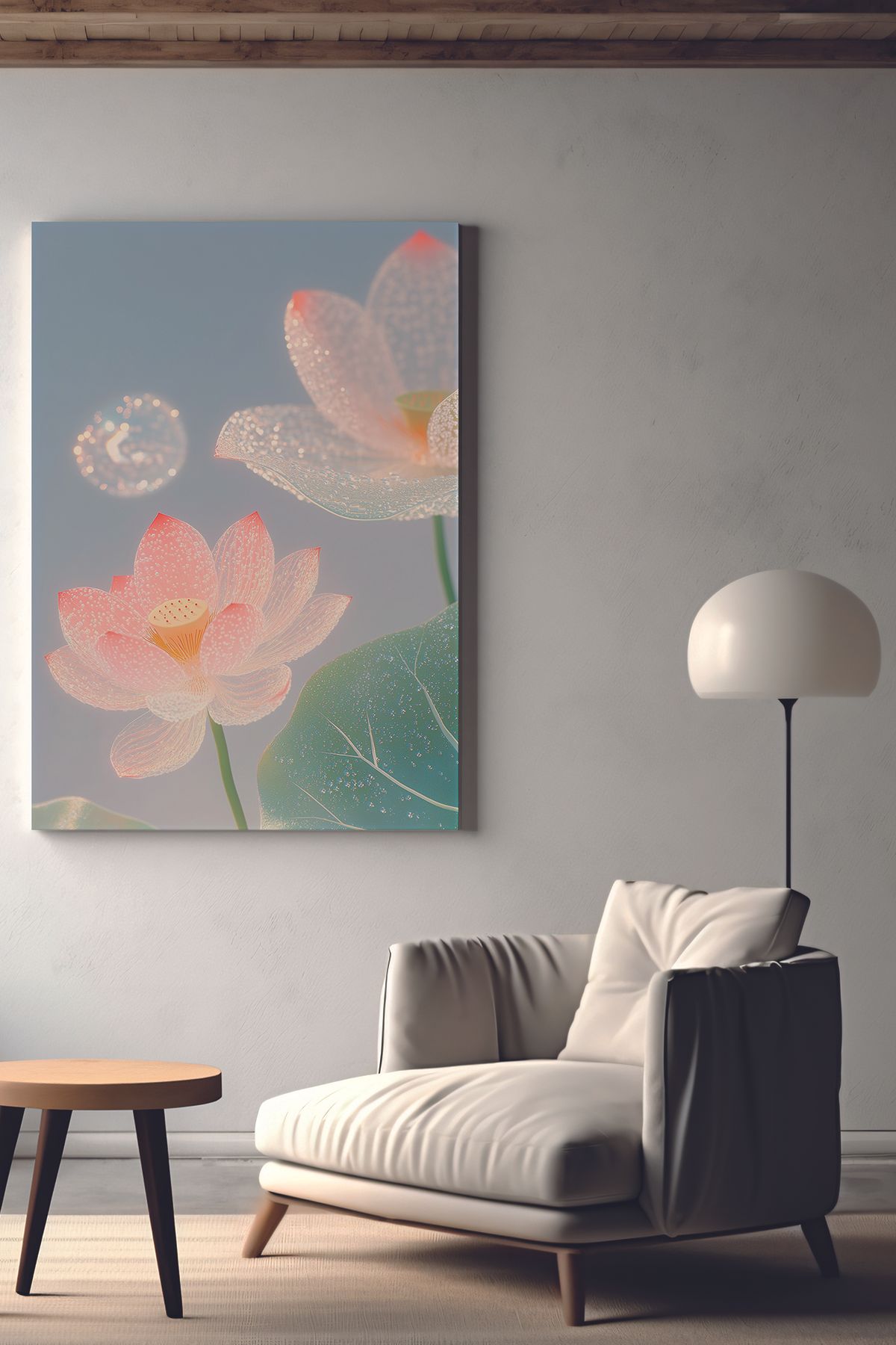 Store Berrak Suların Işıltısında Yüzen Lotus Zarafeti Premium Kanvas Tablo