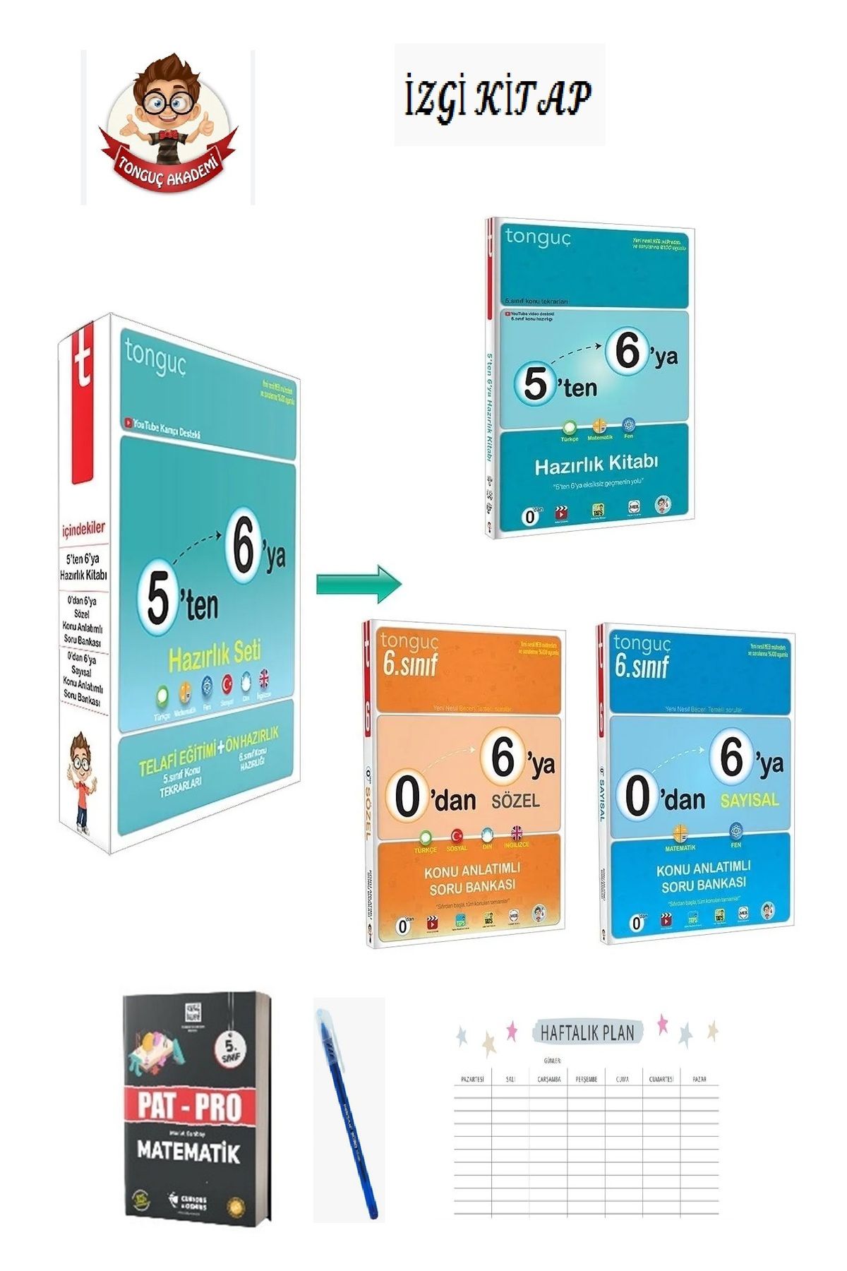 Tonguç Yayınları 5'Den 6'Ya Hazırlık Seti PatPro ve Haftalık Çalışma Programı Hediyeli