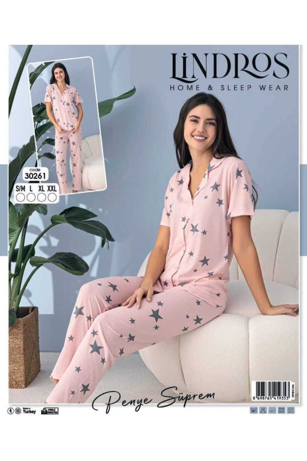 lindros 30261 Rotasyon Gömlek Kısa Kol Pijama Takımı