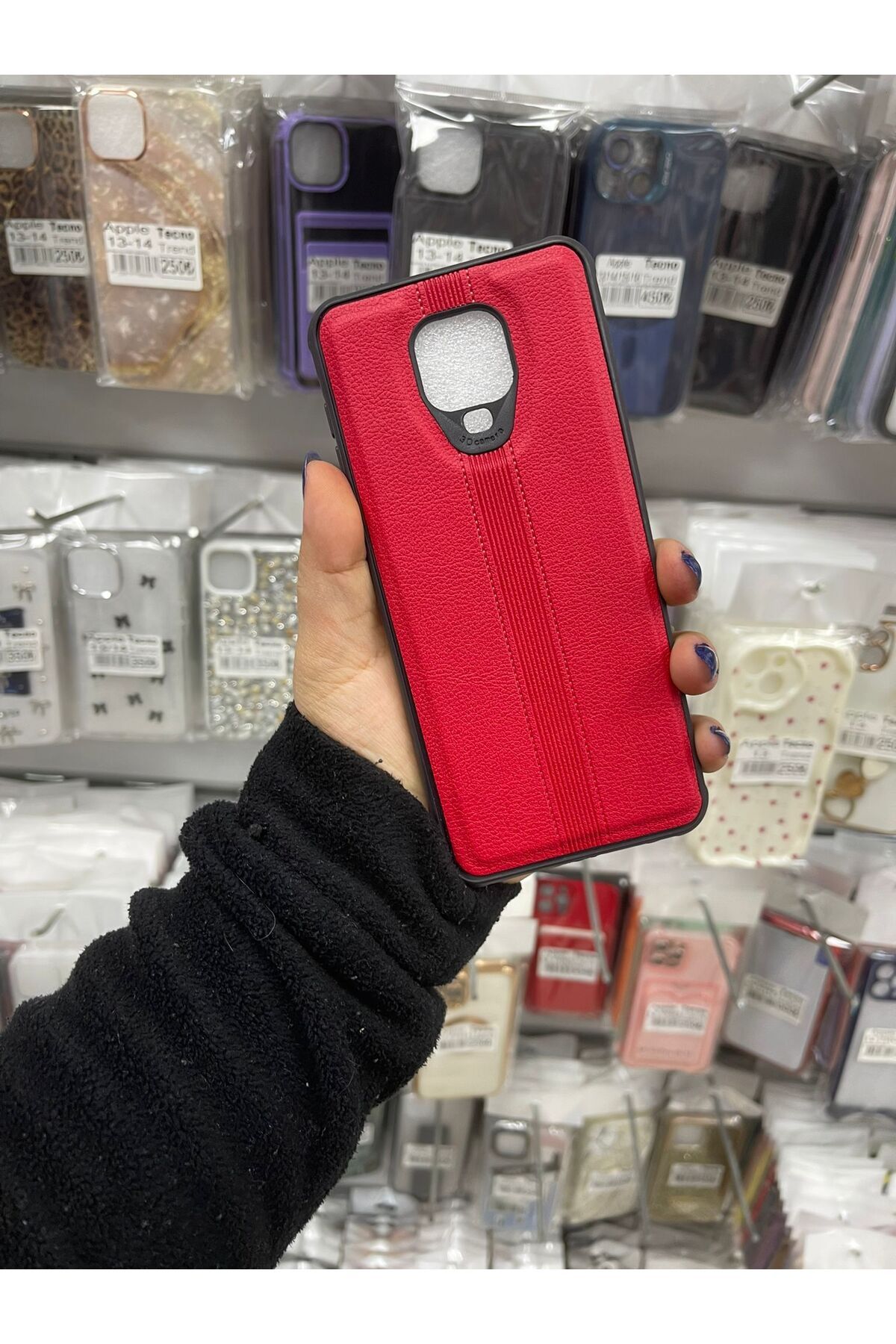 TECNOTREND Redmi Note 9 Pro/Note 9s Uyumlu deri çizgili silikon kılıf