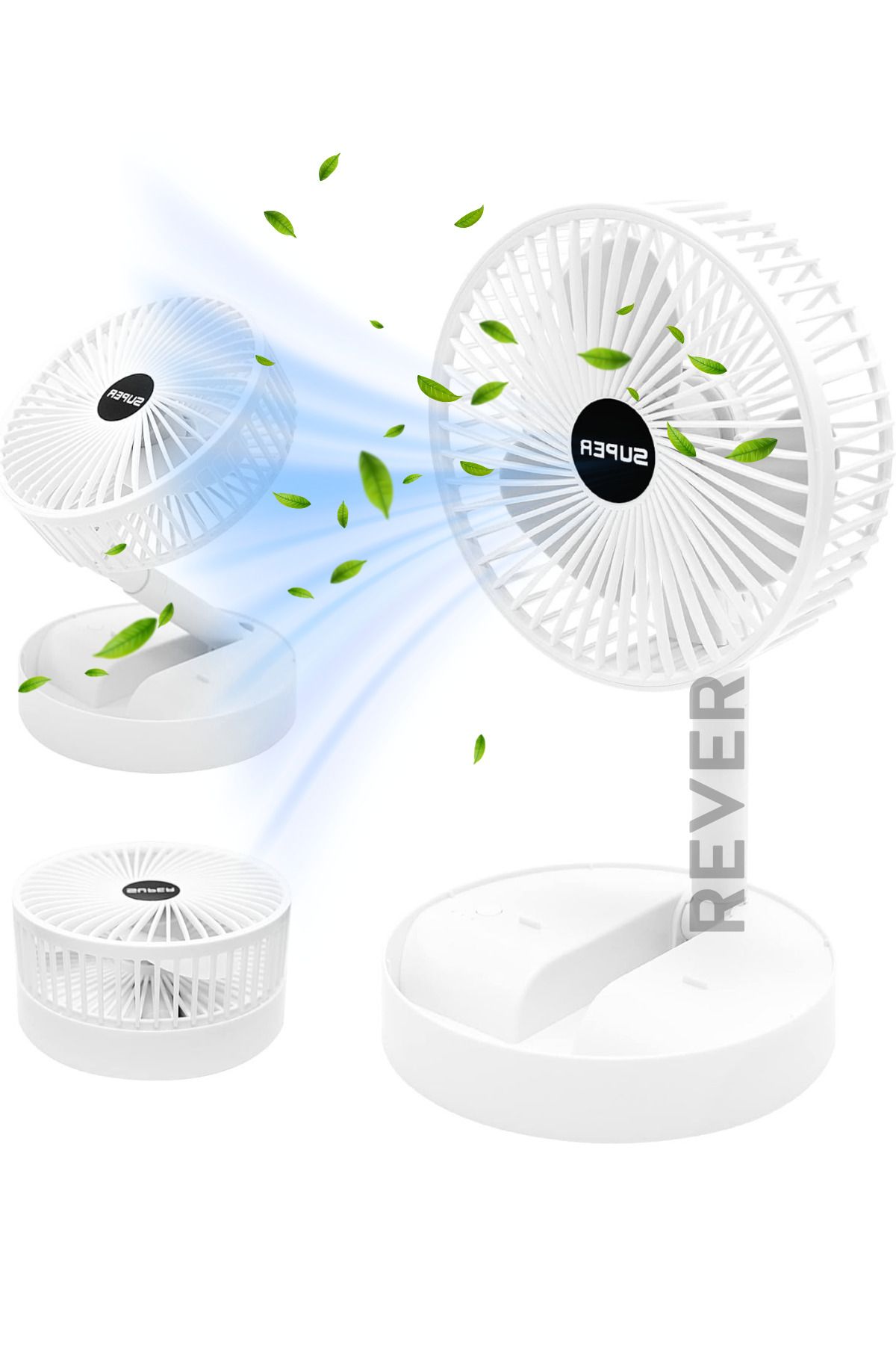 Rever Şarjlı Katlanılabilir Mini Fan Masa Üstü Vantilatörü Soğutucu Sessiz El Fanı