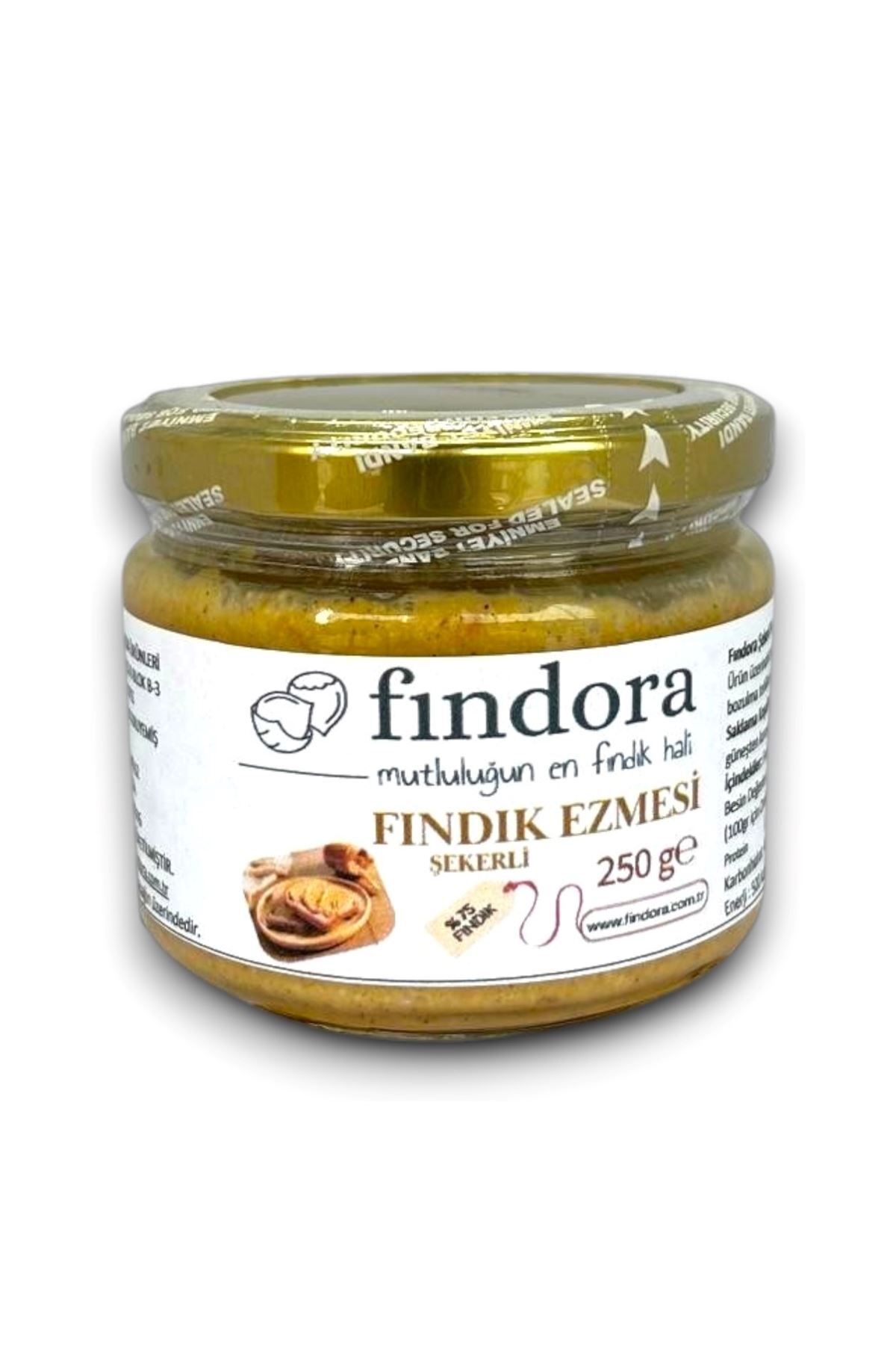 fındora %25 Şekerli Fındık Ezmesi – 250g | Kavrulmuş Fındık & Sürülebilir Tat
