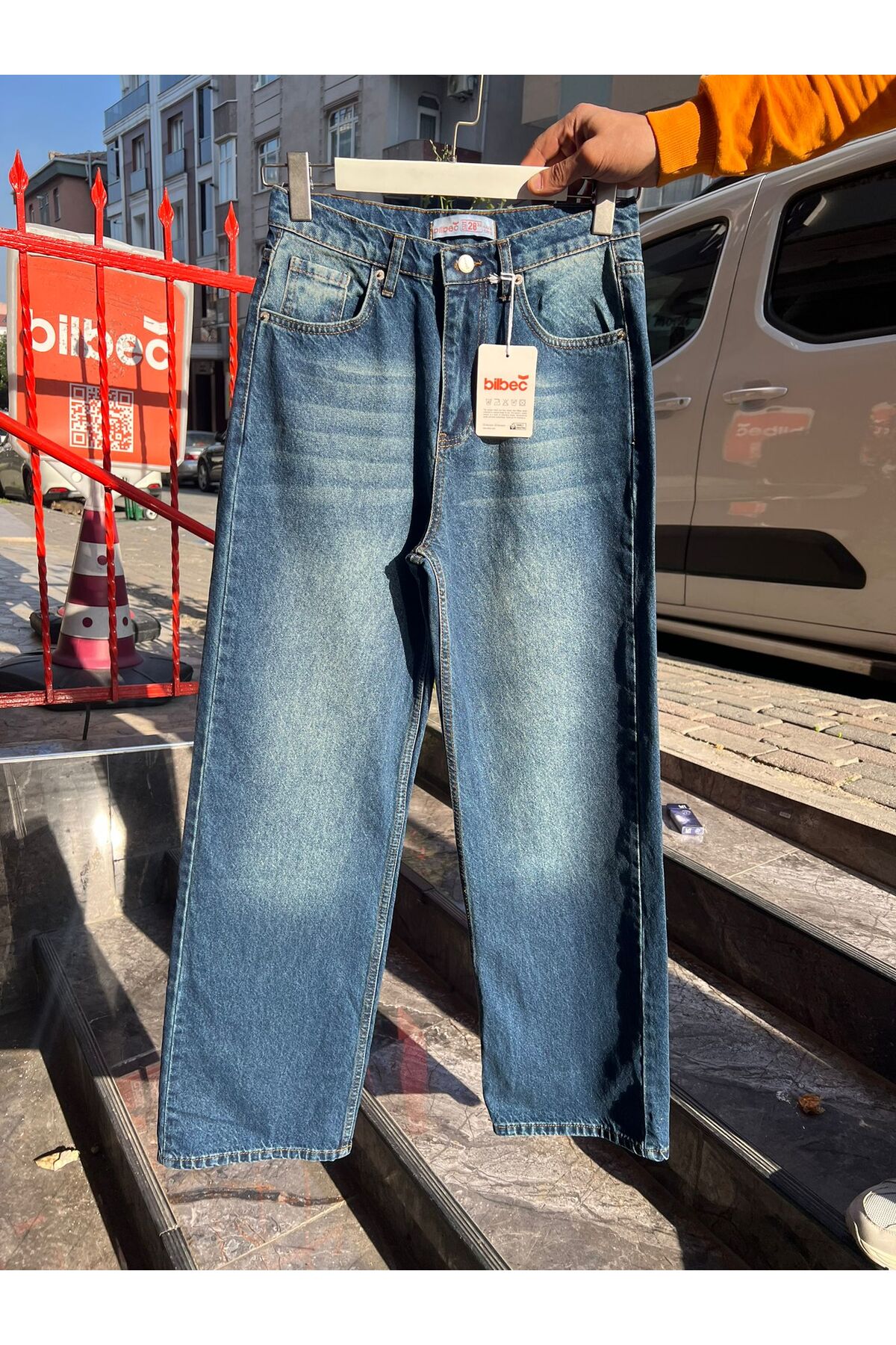 KOTOLOG  Lacivert Yıkamalı Bol Paça Baggy Jean Pantolon Rotro - Görsel 2