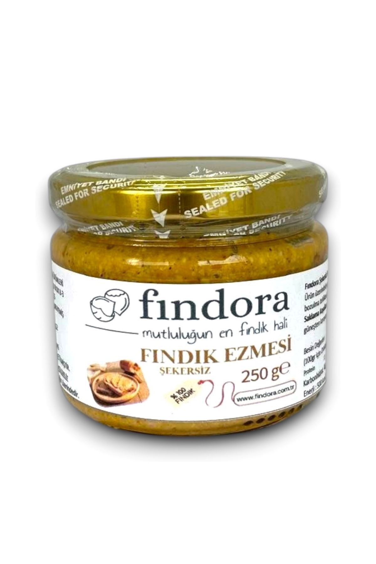 fındora Fındık Ezmesi – 250g | %100 Fındık, Şekersiz & Katkısız