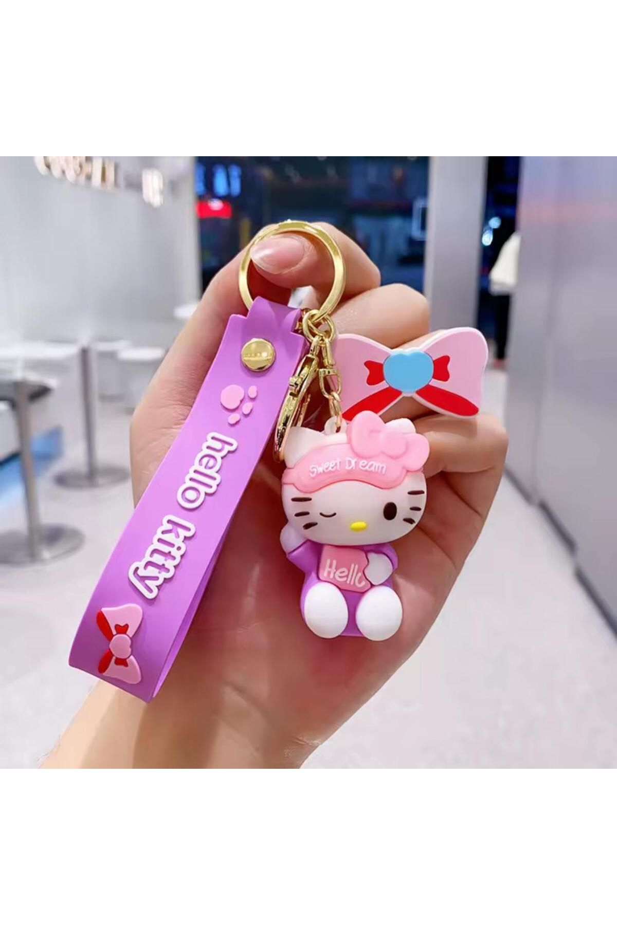 Millania 1 Adet 3D Silikon Sevimli Tatlı Hello Kitty,Anahtarlık Çanta Aksesuarı Büyük Boy Lüks Anahtarlık