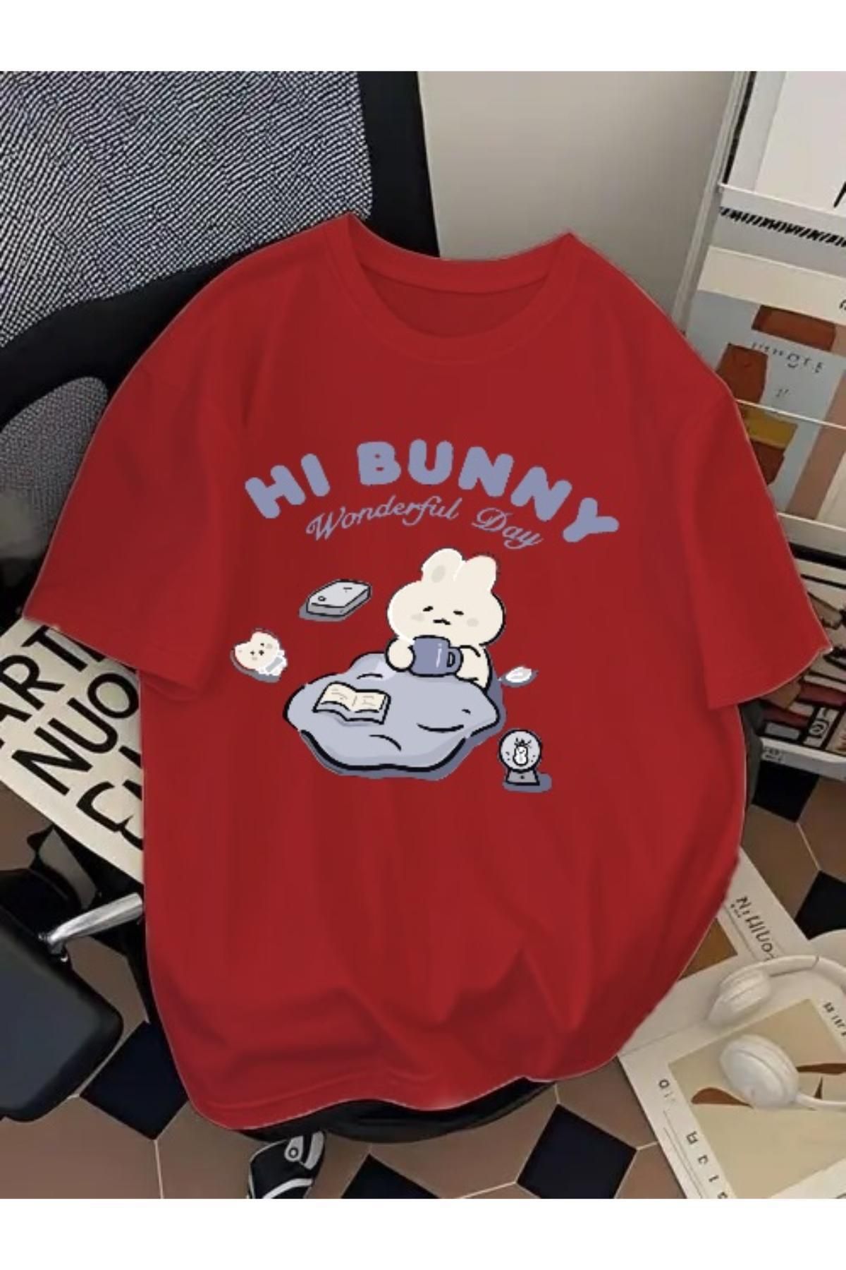 EQİ Hi Bunny Baskılı Oversize T-Shirt