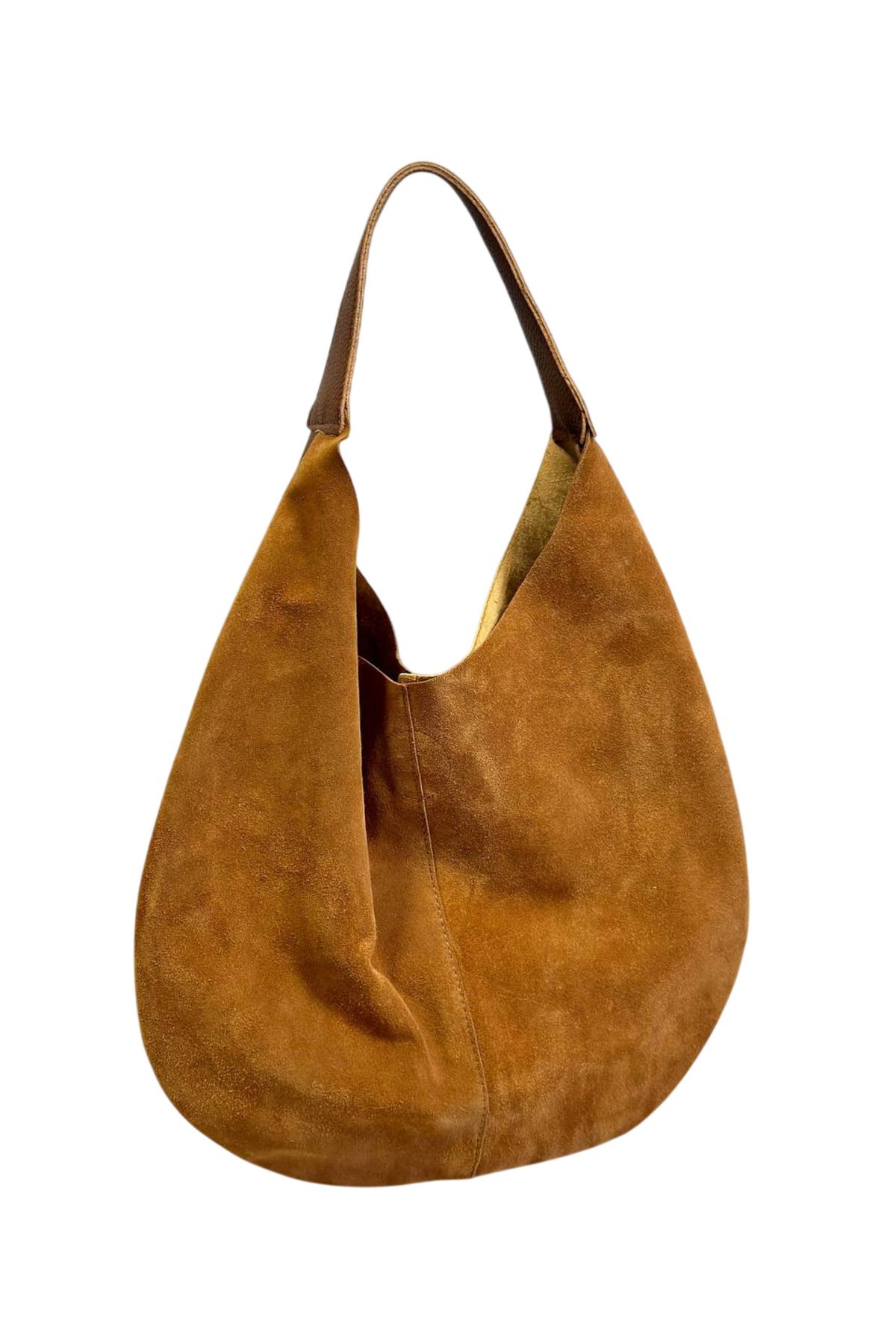 Kairon Accessories Çift Tarflı Süet Hakiki Deri Sedat Çakan Kadın El Omuz Çanta Yavru Çantalı