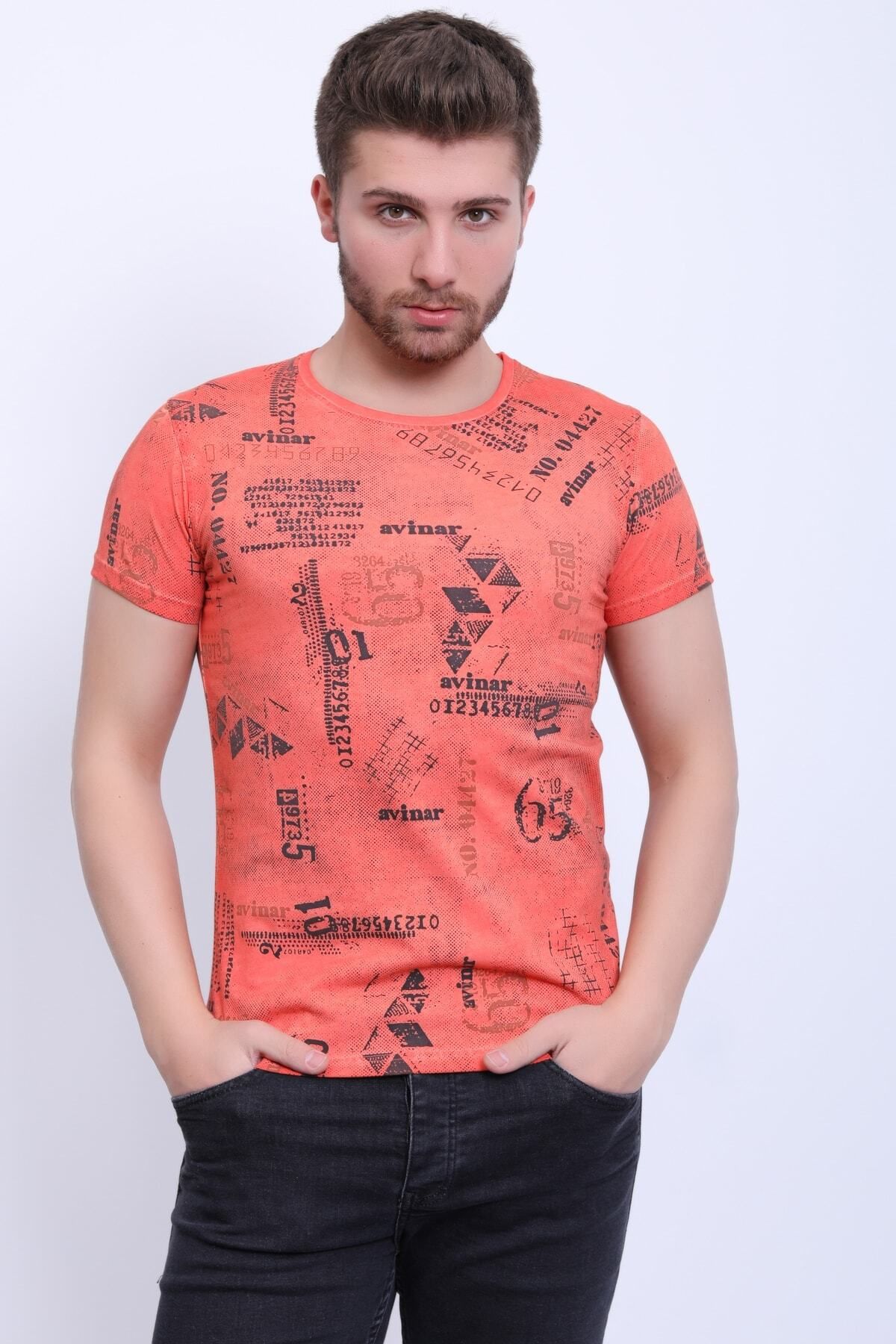 Avinar Unisex Bisiklet Yaka Baskılı Yıkamalı T-shirt