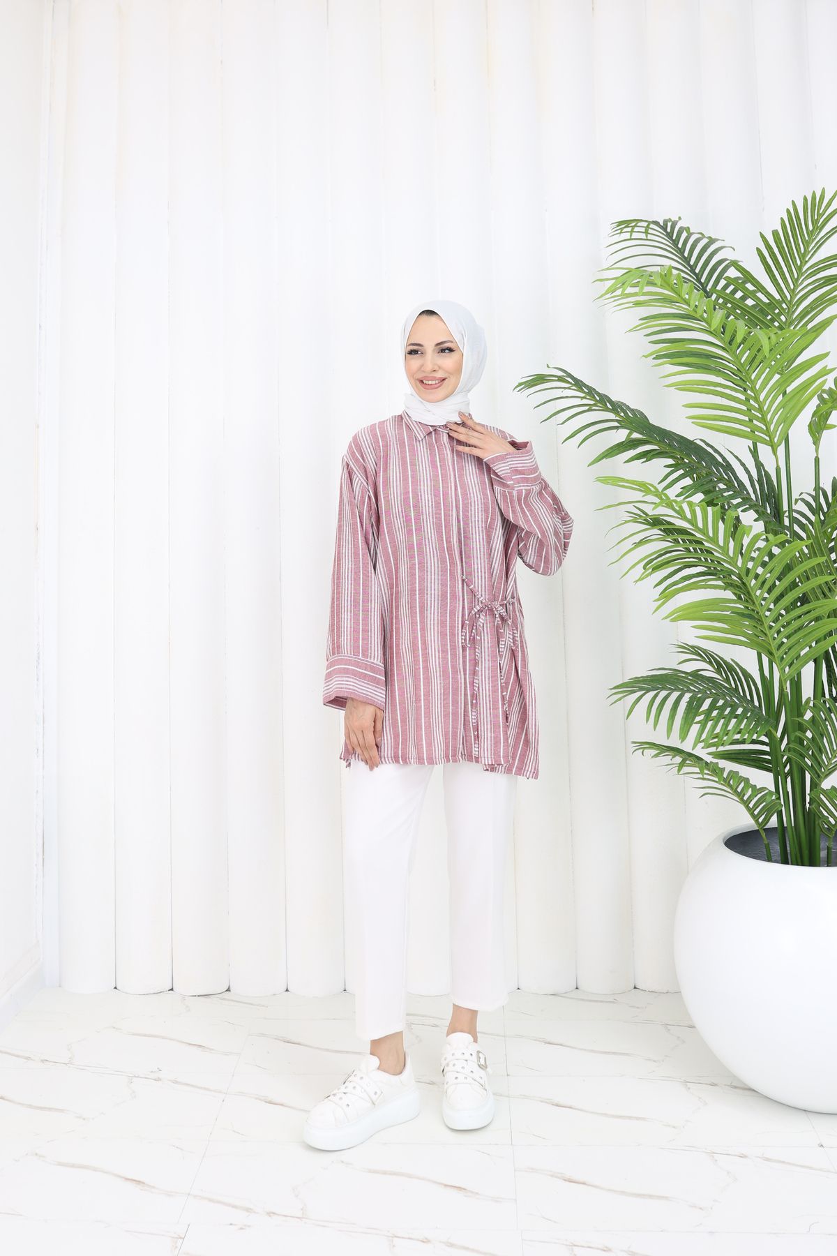 KEBİRE MODA ÇİZGİN GÖMLEK TUNİK