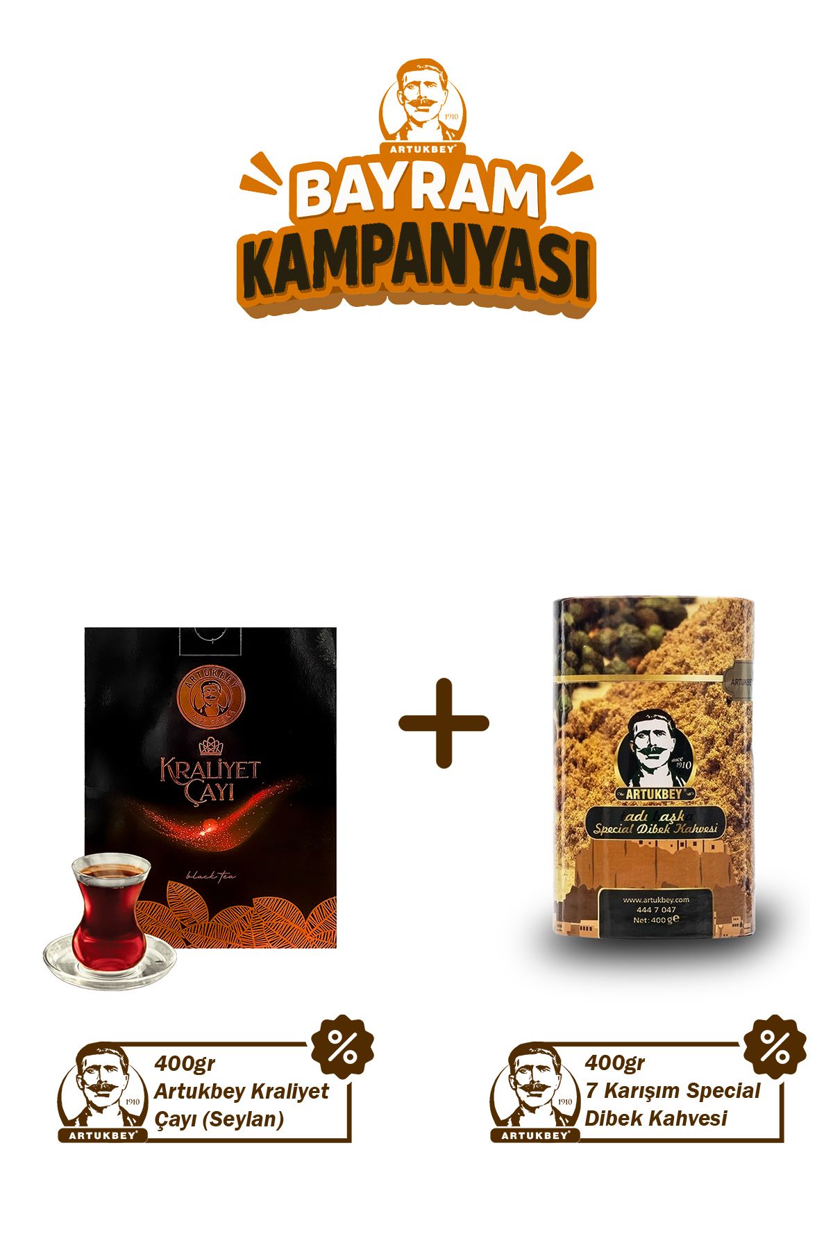ARTUKBEY 400gr Artukbey Kraliyet Çayı + 400gr 7 Karışım Dibek Kahvesi