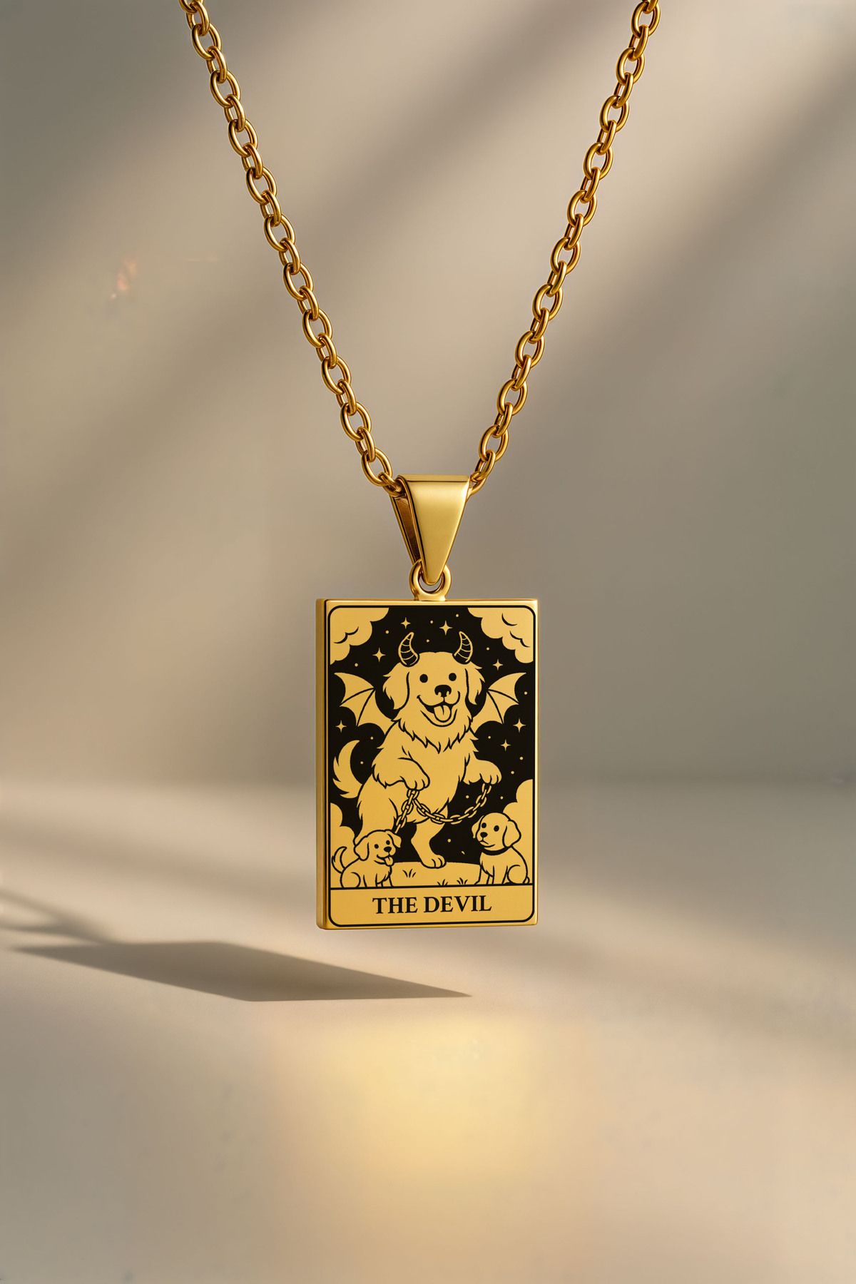 ArtinArt The Devil -şeytan Köpek Tarot Kart | 316l Çelik Kolye