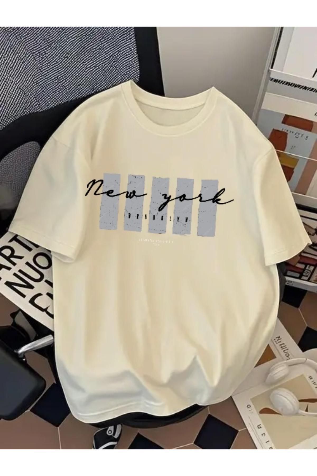 EQİ New York Brooklyn Baskılı Oversize T-Shirt