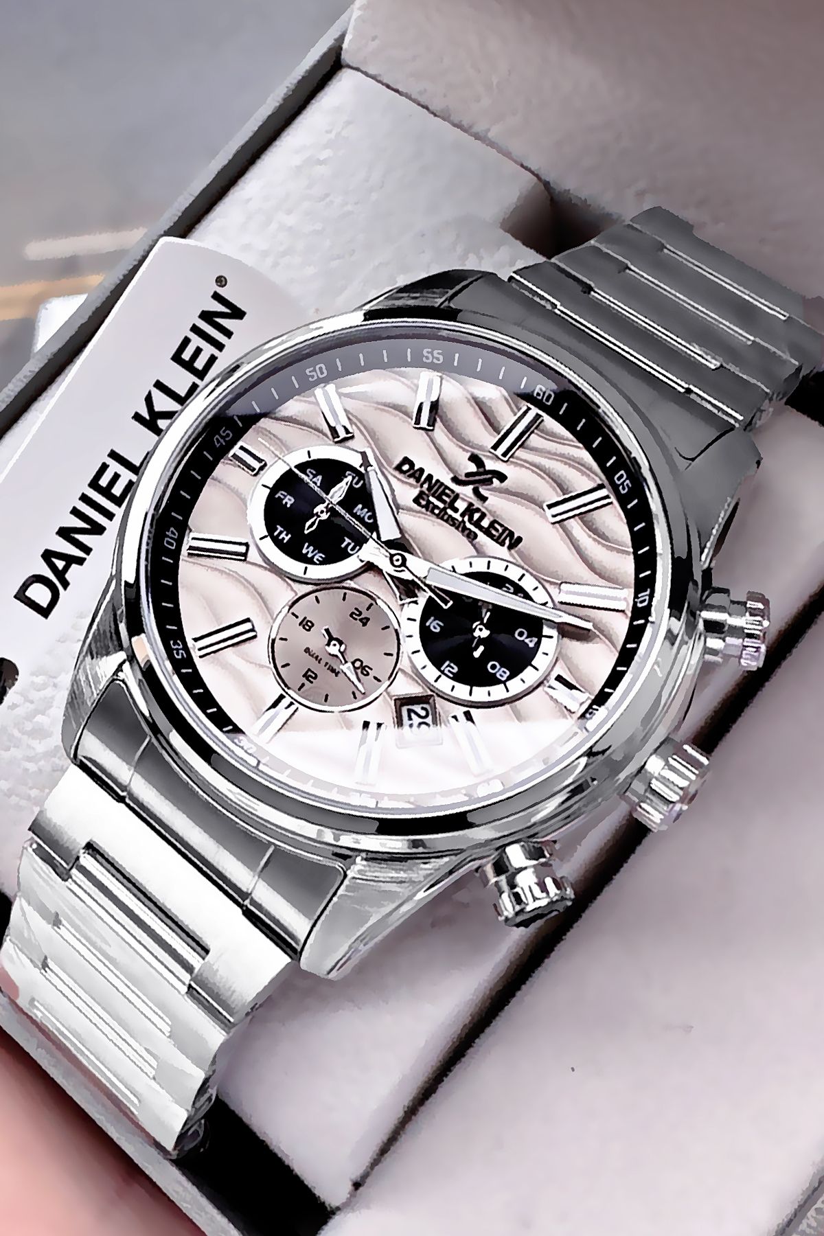 Daniel Klein Exclusive Erkek Kol Saati 3 Atm Su Geçirmez Gümüş Renk Çelik Kordon Hediye Bileklik DKE2129C2