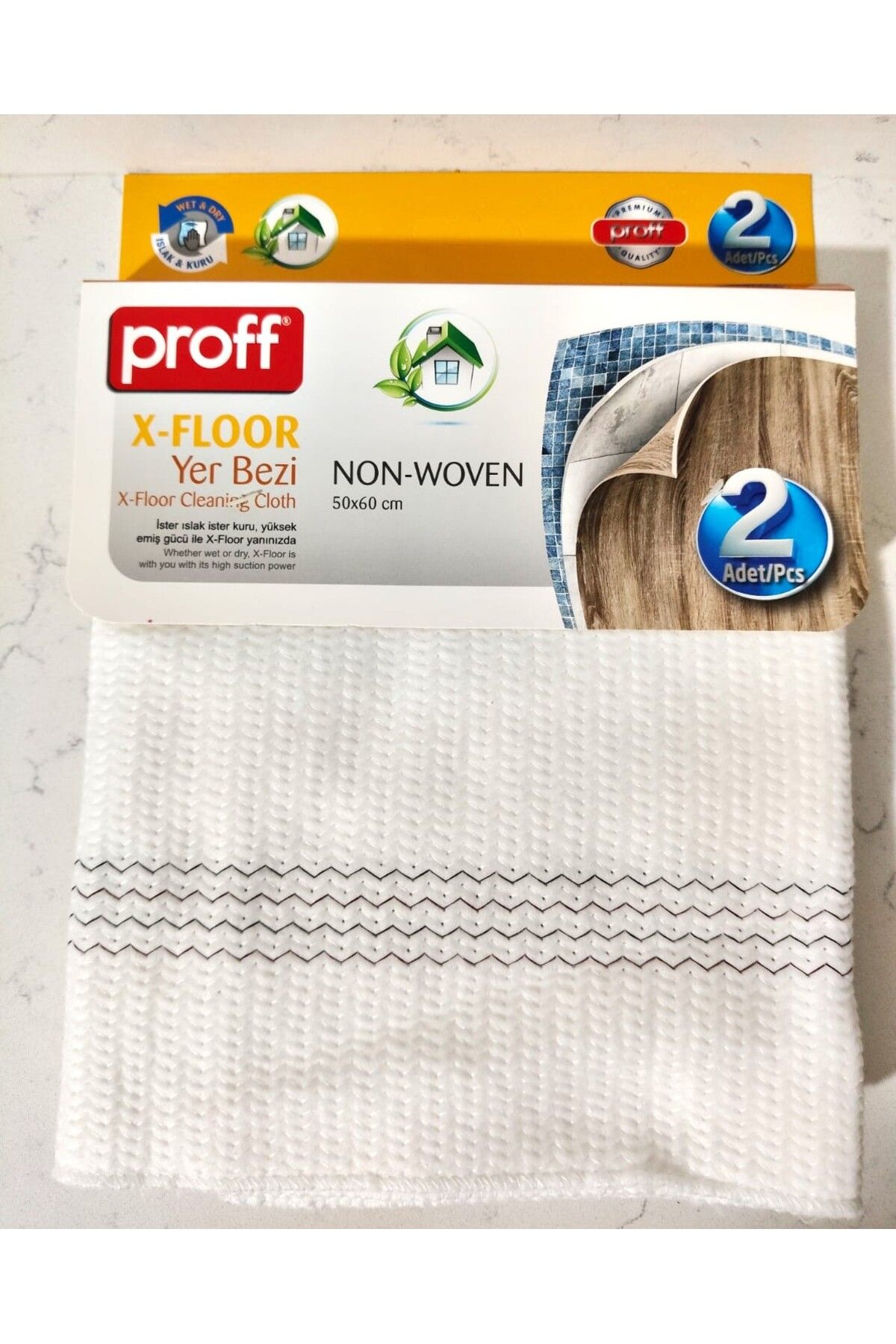 Proff X-floor 2 Adet Non Woven Mucize Yer Silme Bezi - Temizlik Bezi - Sıkması Rahat Yer Bezi 50x60 Cm