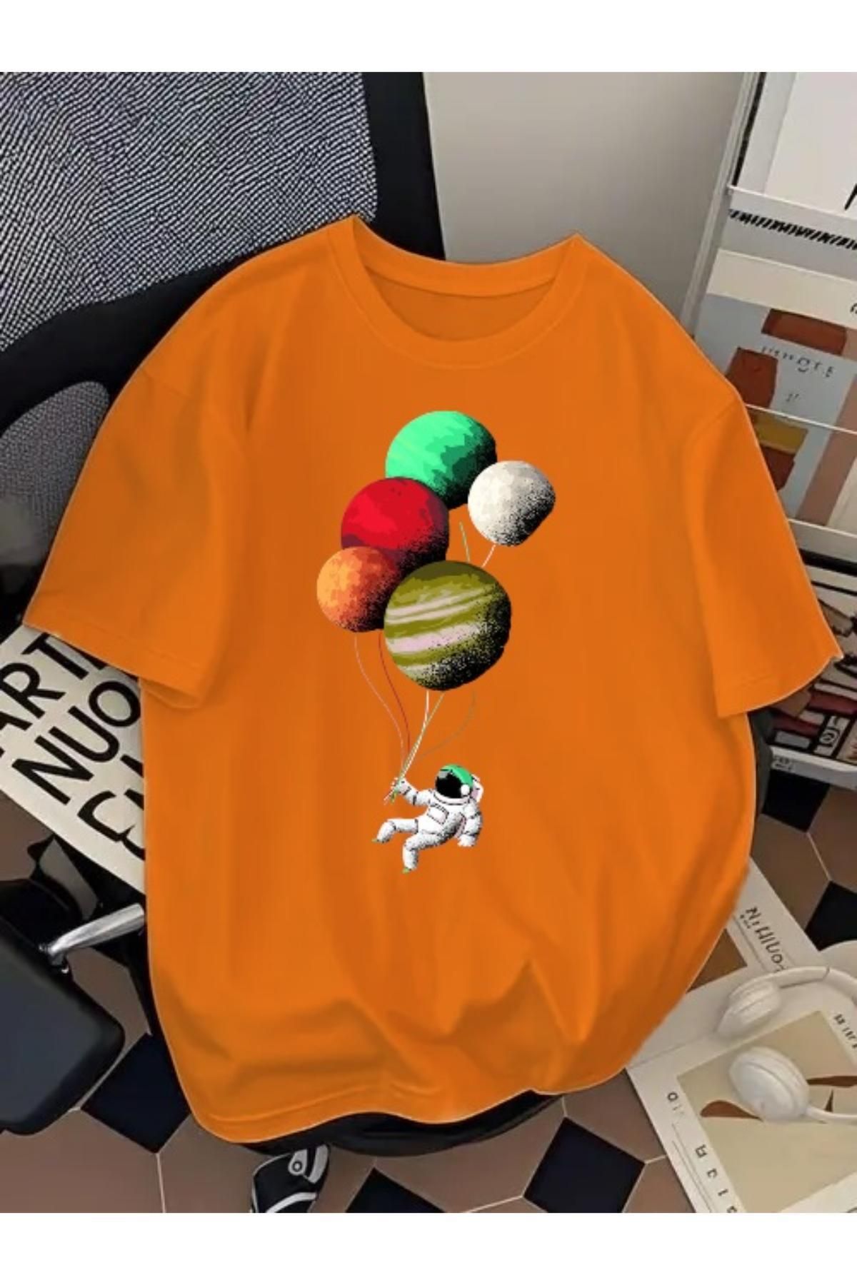 EQİ Astronot Balon Baskılı Oversize T-Shirt
