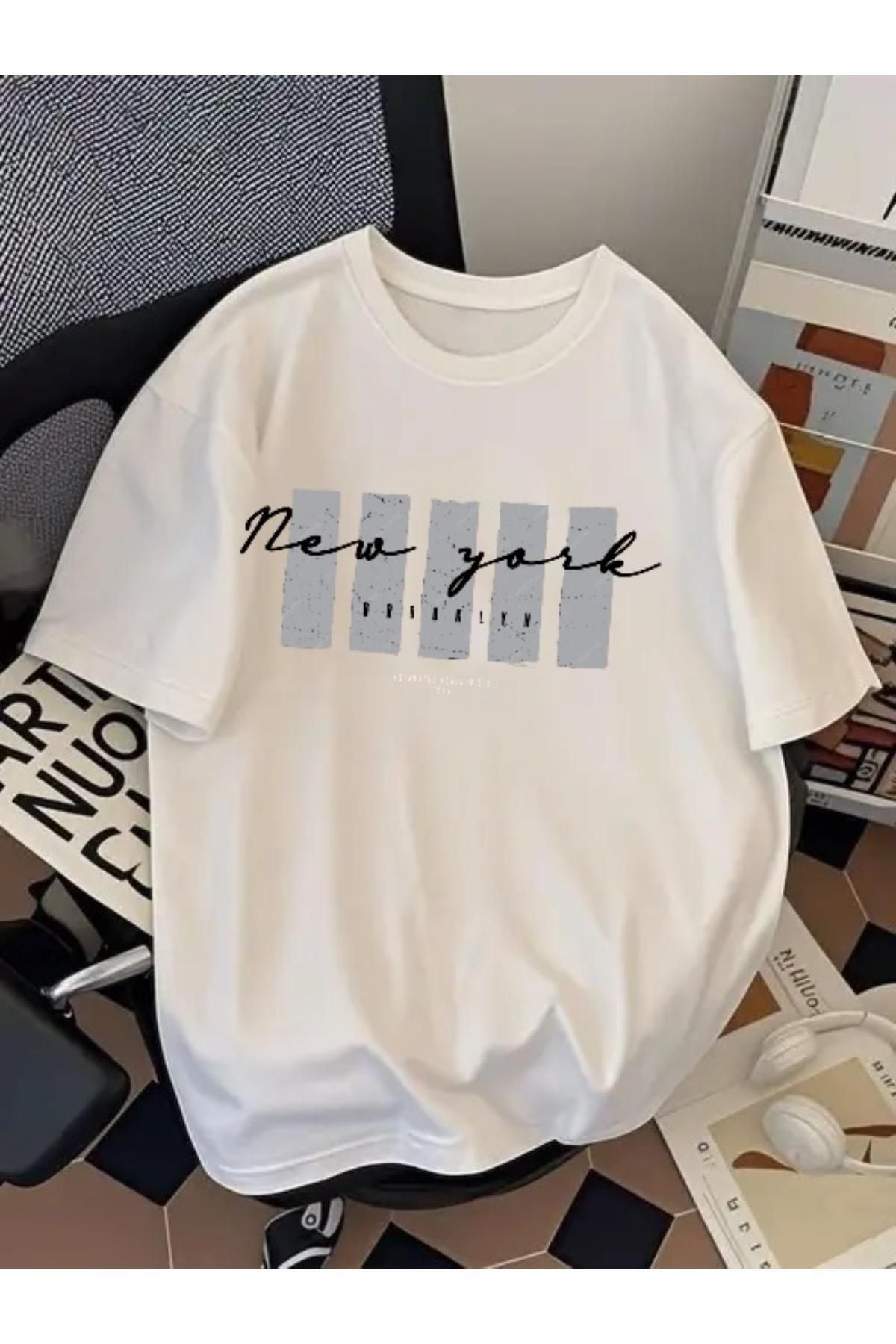 EQİ New York Brooklyn Baskılı Oversize T-Shirt