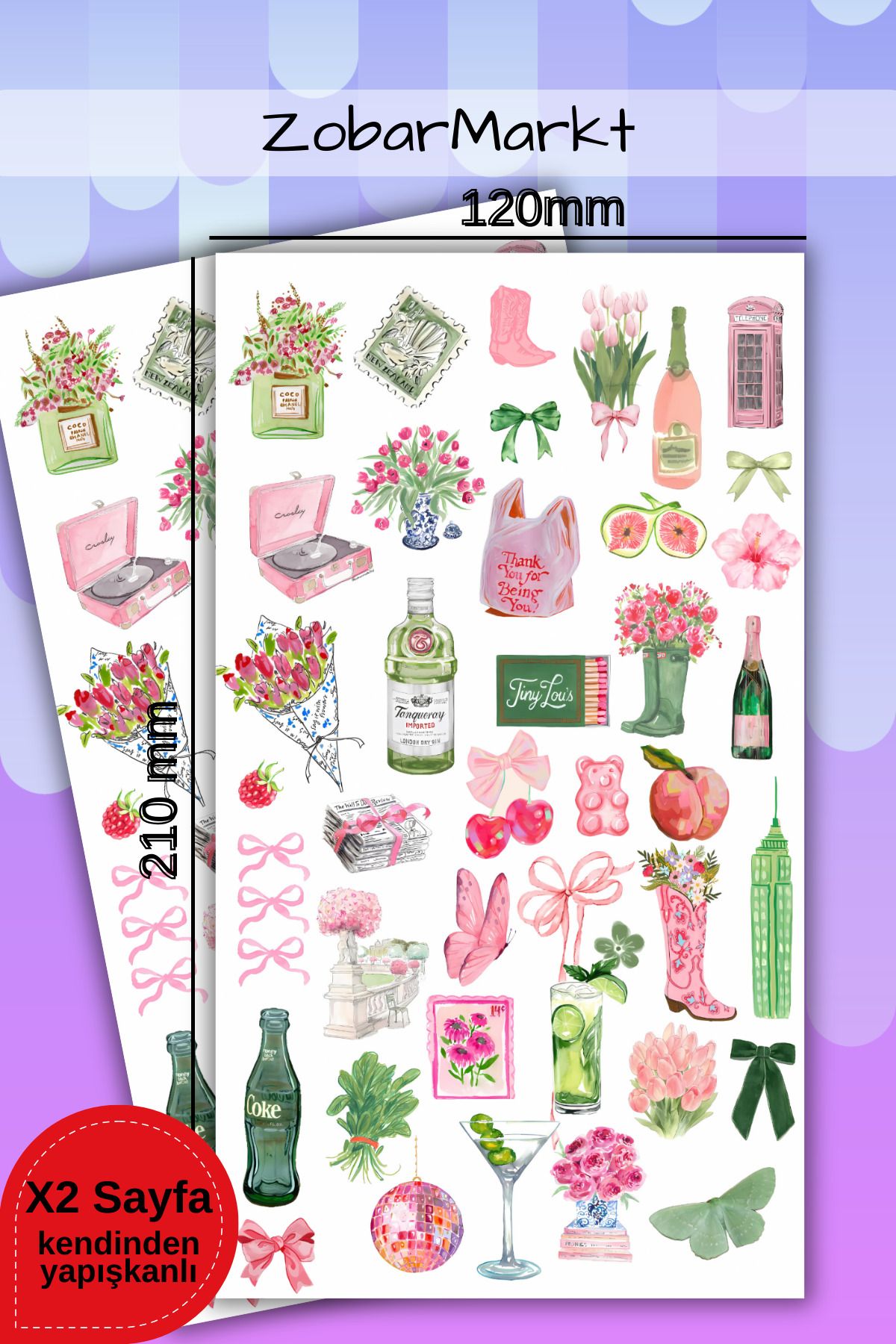 ZobarMarkt ONLINE MARKETING Pink & Chic Vibes Sticker Set (bullet journal- ajanda - laptop)