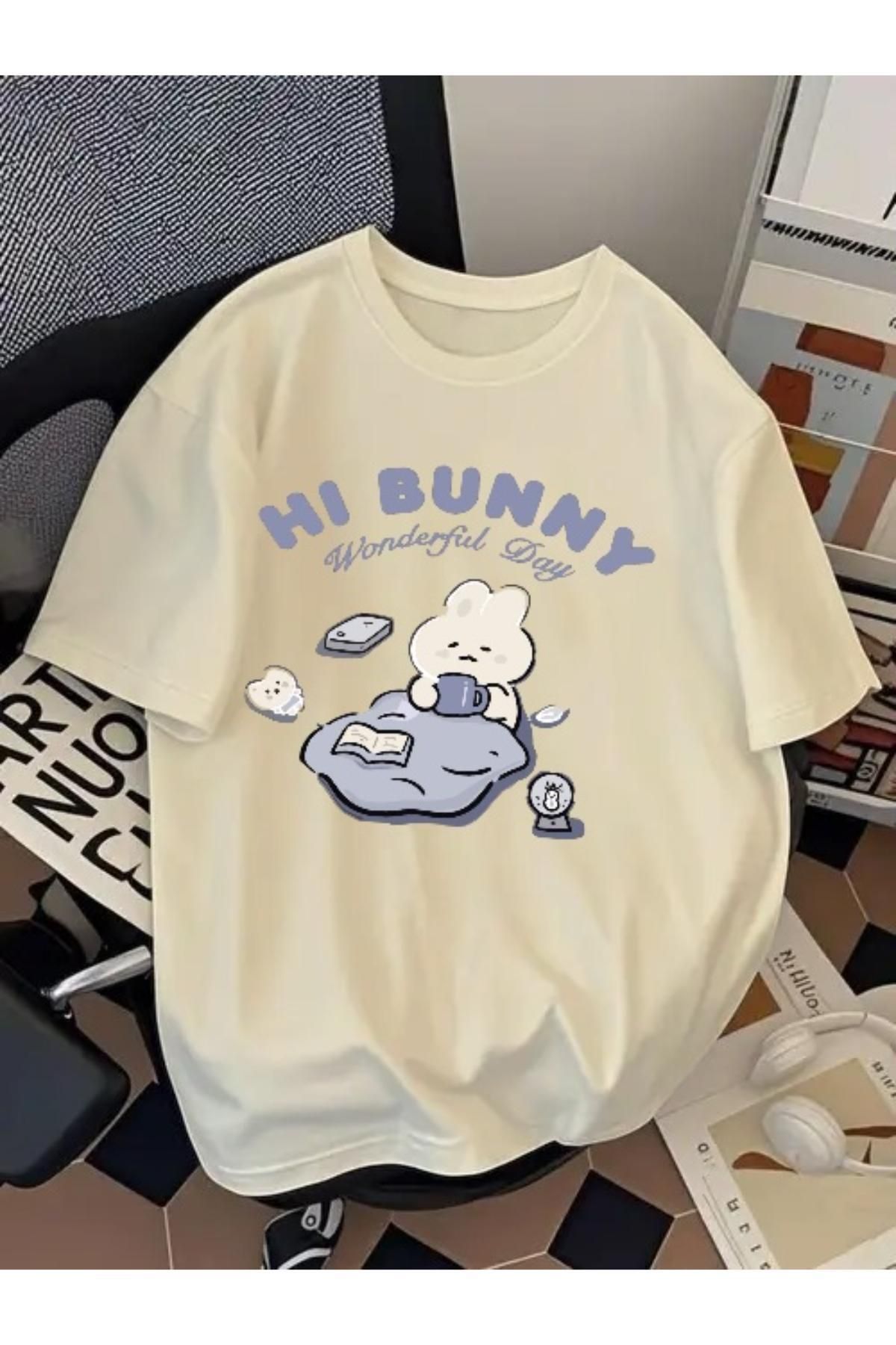 EQİ Hi Bunny Baskılı Oversize T-Shirt
