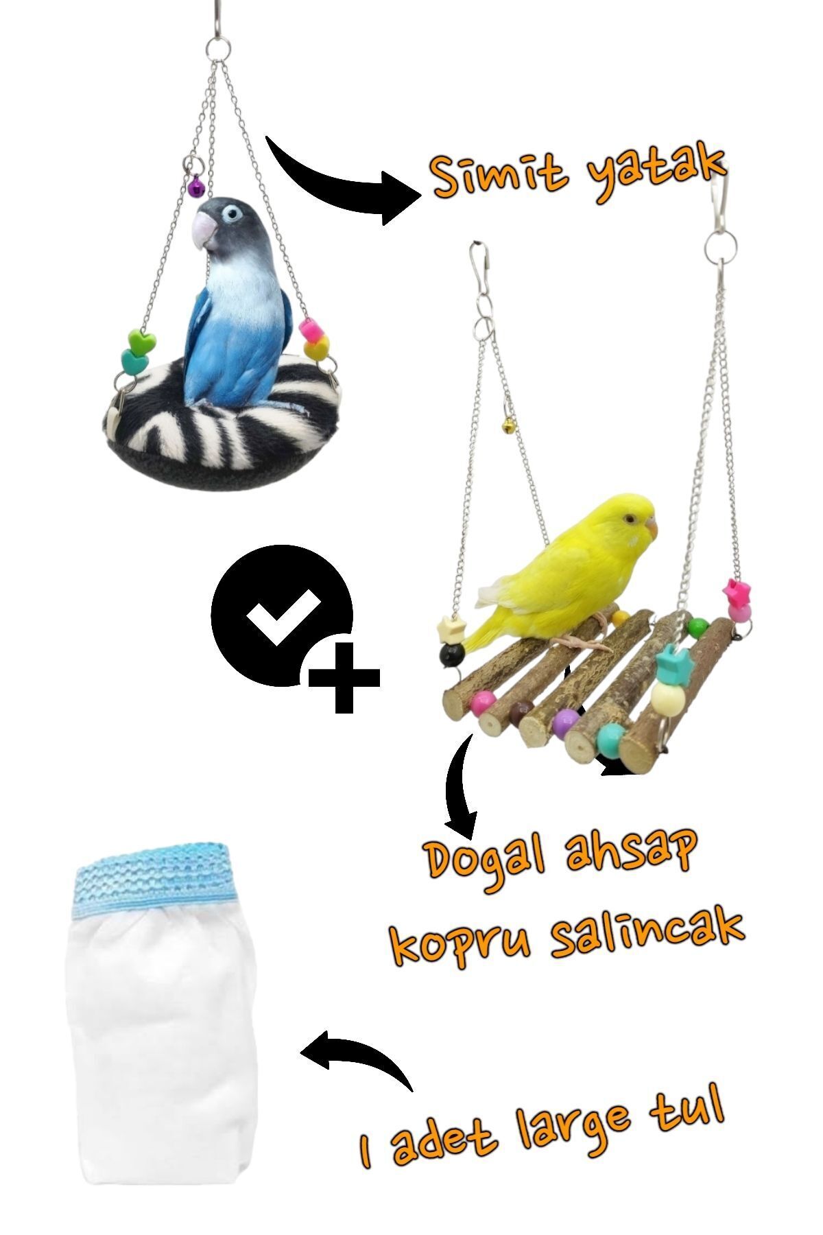 ozzipetshop Orta Boy Kafes Tülü - Kuş Salincak Oyuncaklar