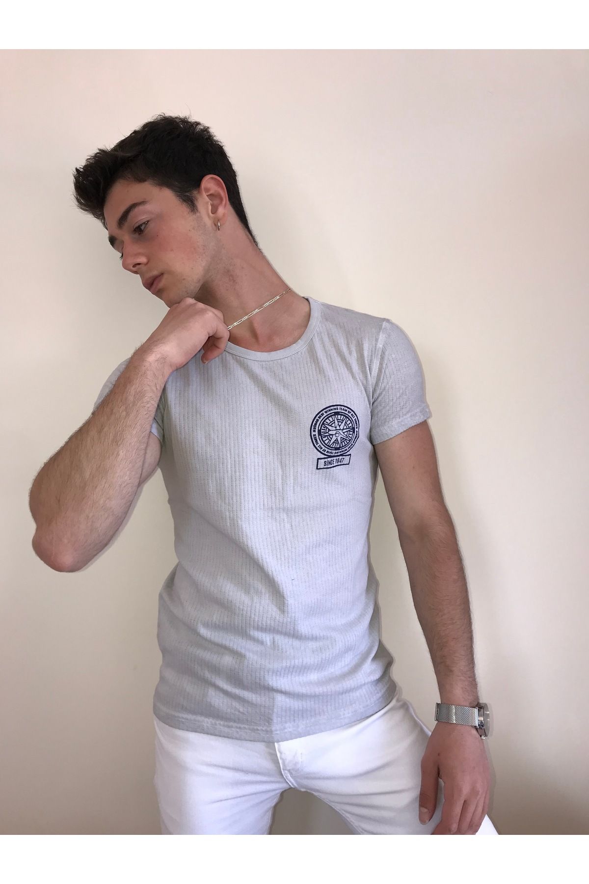 Avinar Unisex Bisiklet Yaka Baskılı Yıkamalı T-shirt