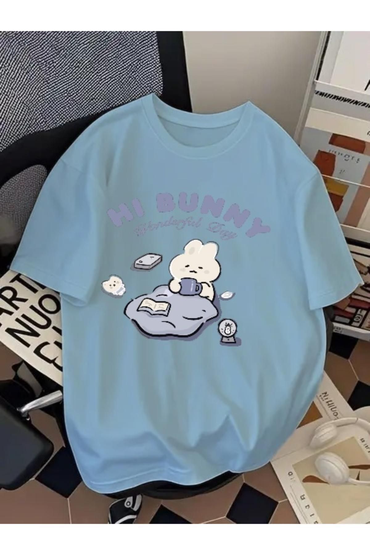 EQİ Hi Bunny Baskılı Oversize T-Shirt