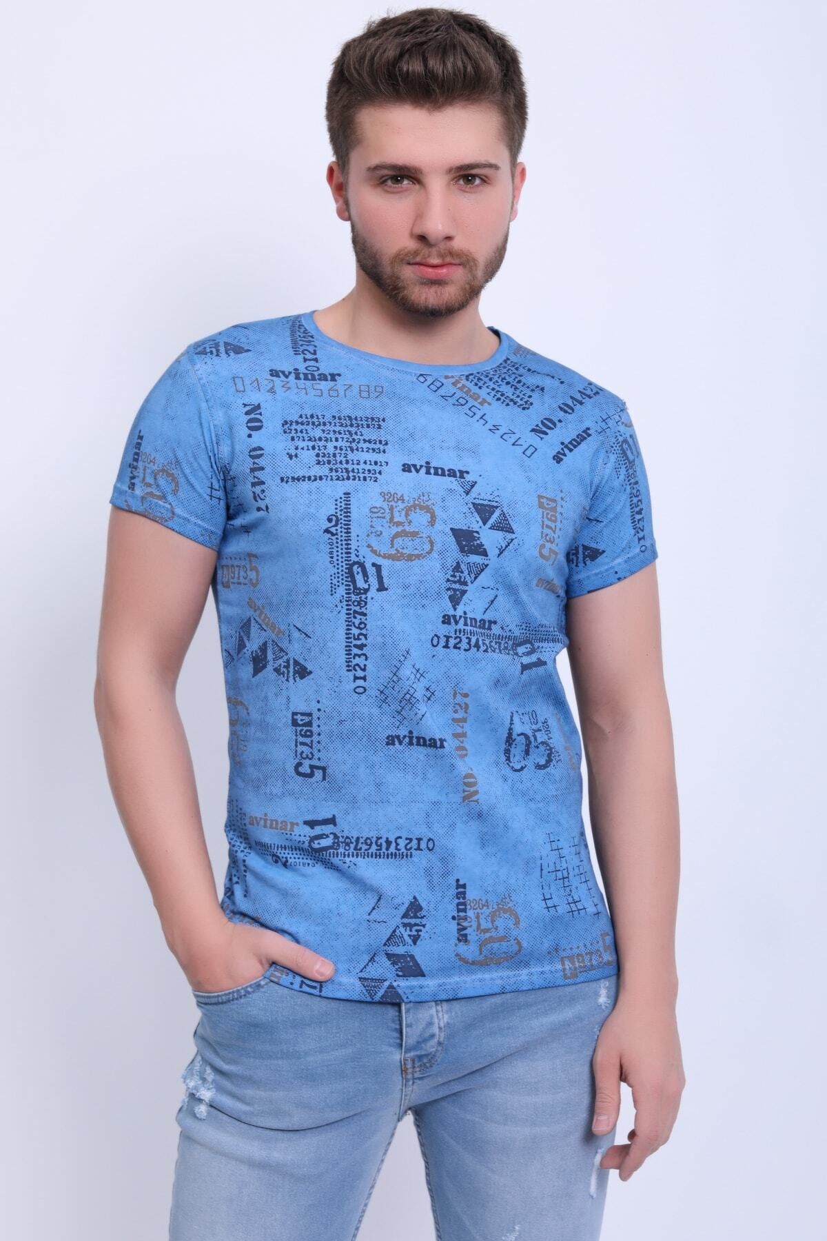 Avinar Unisex Bisiklet Yaka Baskılı Yıkamalı T-shirt