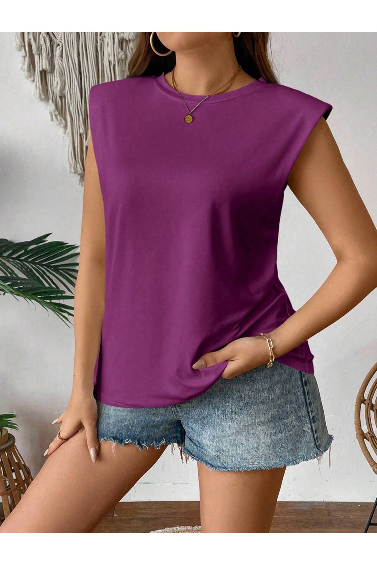 Cosmo Style DÜZ baskısız sıfır kol t-shirt serisi pamuklu casual/günlük giyim uygun kolsuz t-shirt