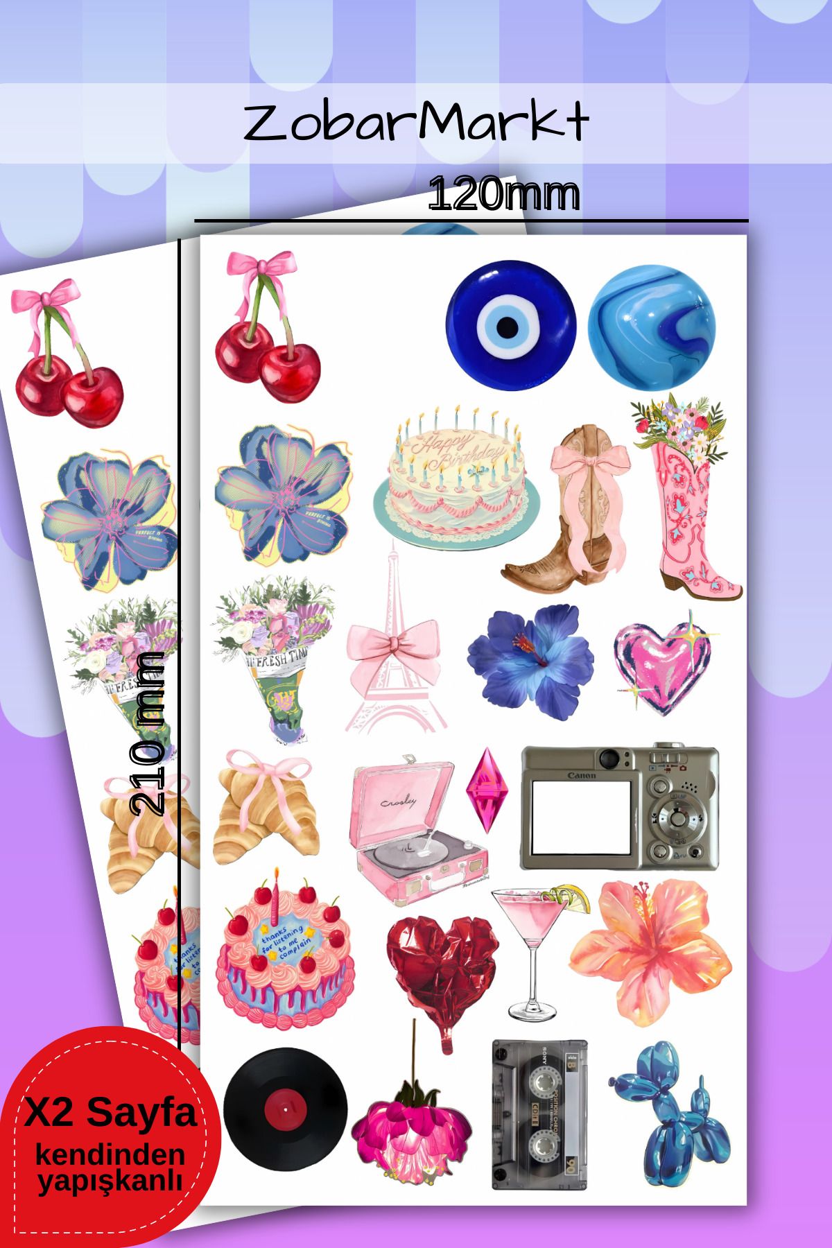 ZobarMarkt ONLINE MARKETING Birthday Bloom Sticker Set (bullet journal- ajanda - laptop)