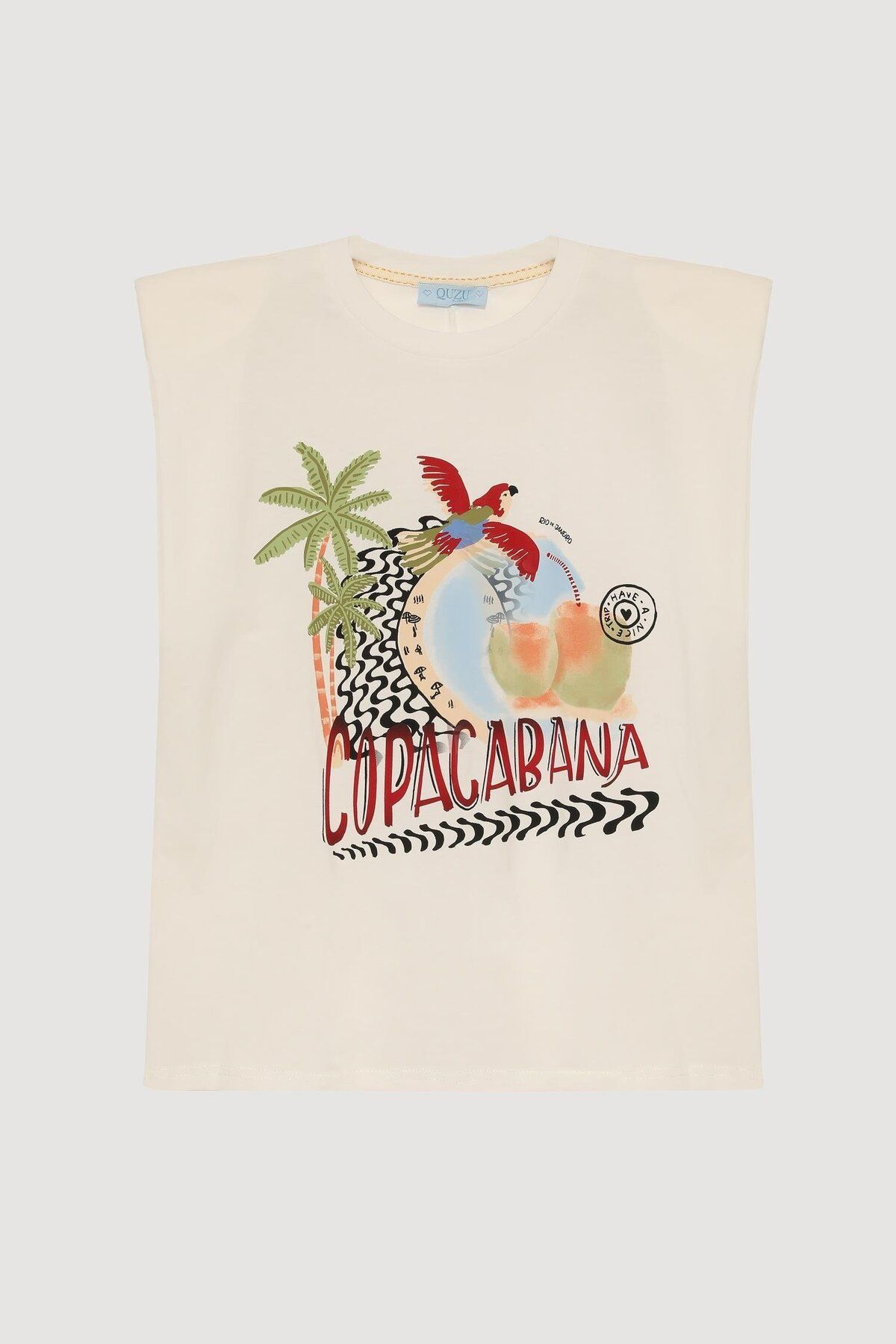 Quzu Önü Baskılı Vatkalı T-shirt