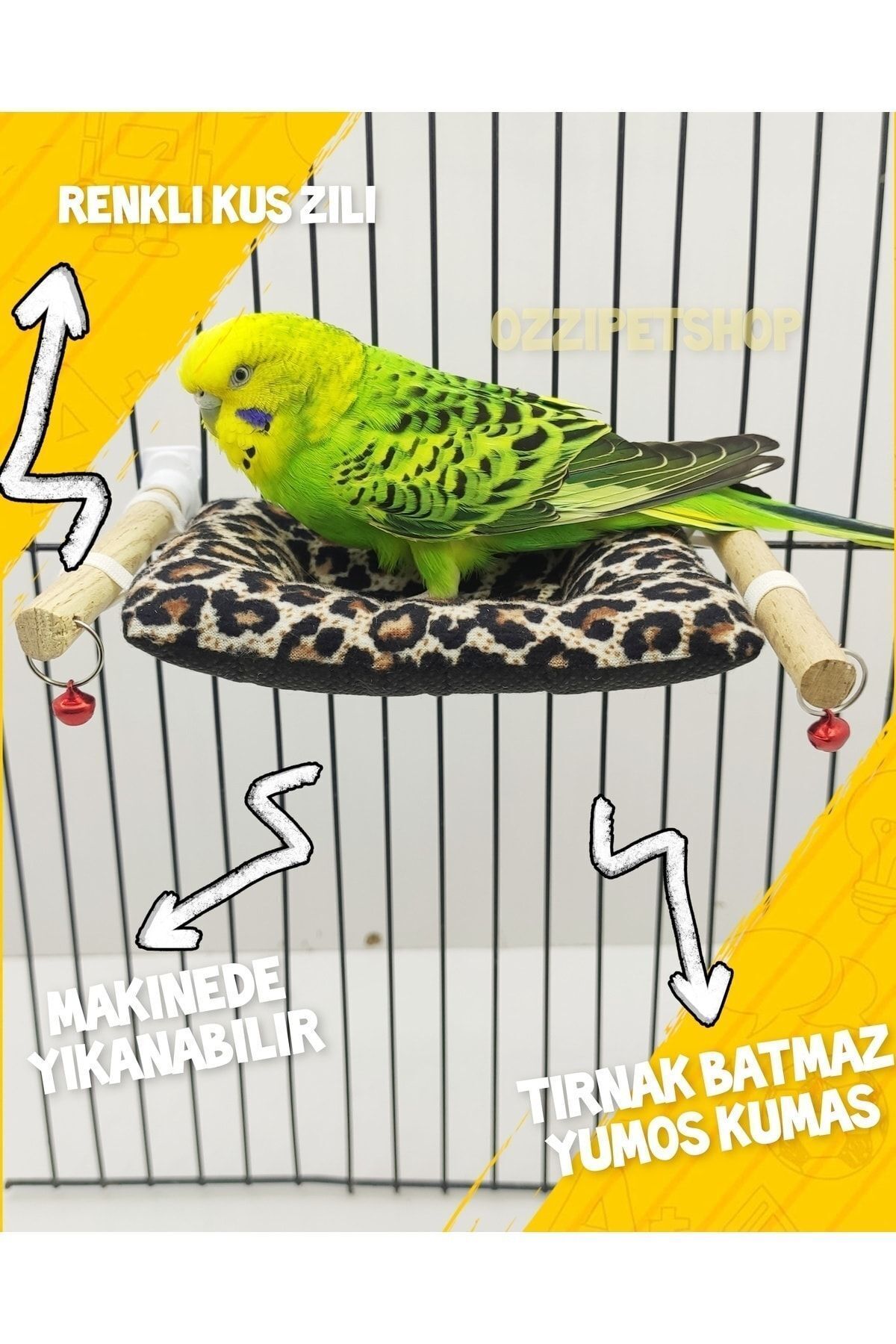 ozzipetshop Kuş Yastığı - Muhabbet Kuşu Uyku Yatağı -yumuşak Uyku Tüneği Süpriz Hediyeli