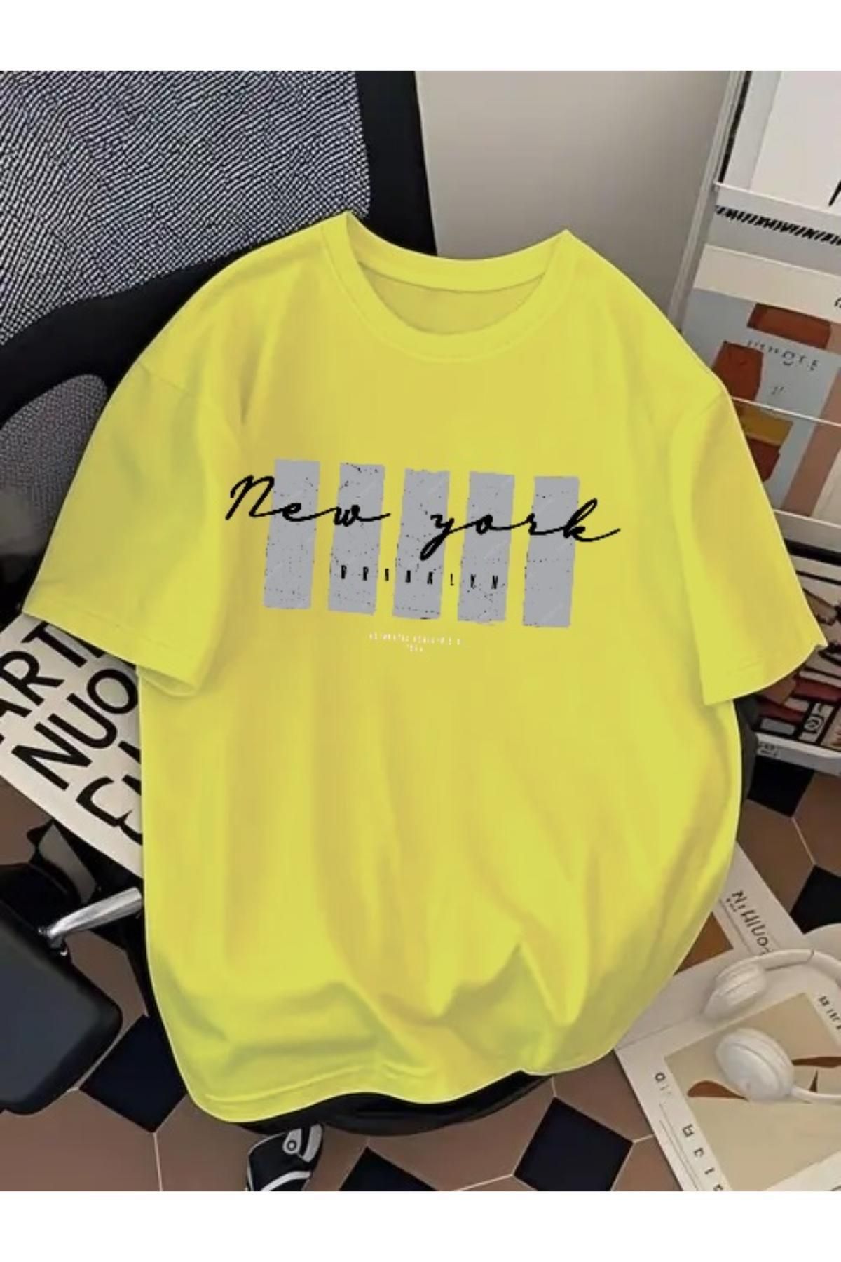 EQİ New York Brooklyn Baskılı Oversize T-Shirt