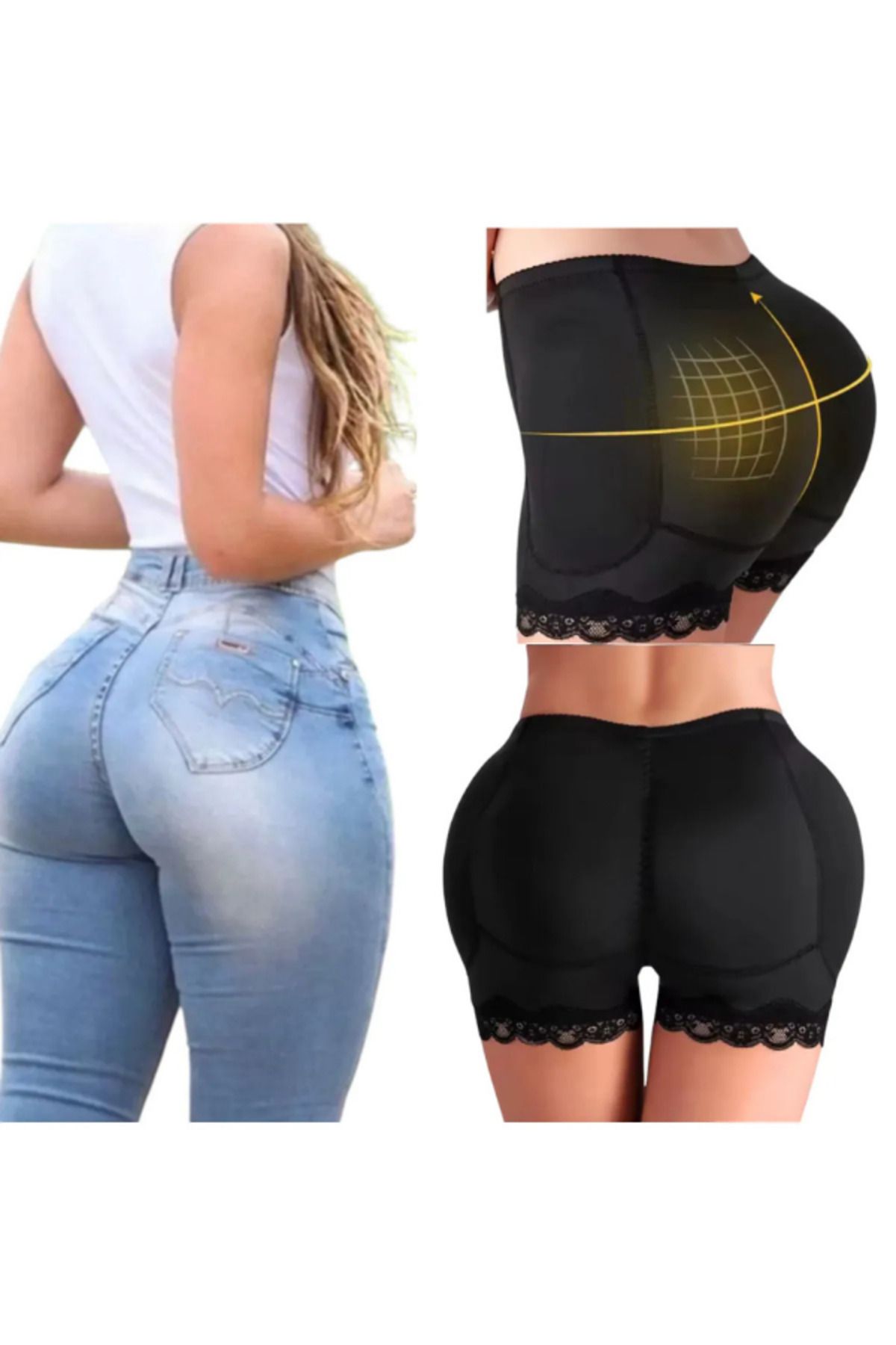 MODASFORM Hafif Dolgulu Boxer Model Kalça Ve Basen Dolgulu Korse Popo Dolgulu Korse