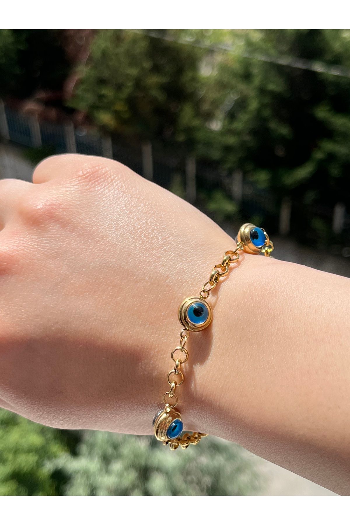 B&E SHİNE JEWERLY “Kararmaz Çelik Göz Detay Bileklik