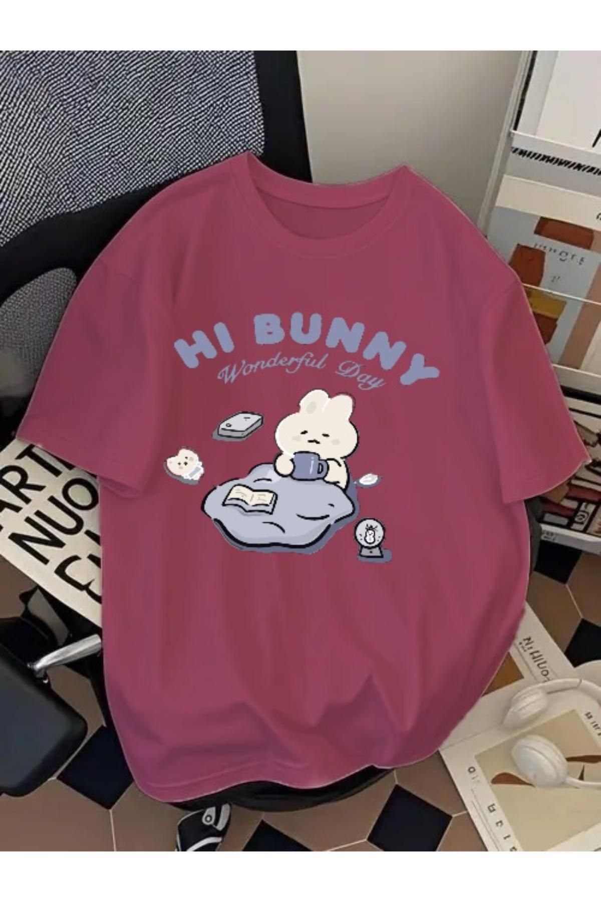 EQİ Hi Bunny Baskılı Oversize T-Shirt