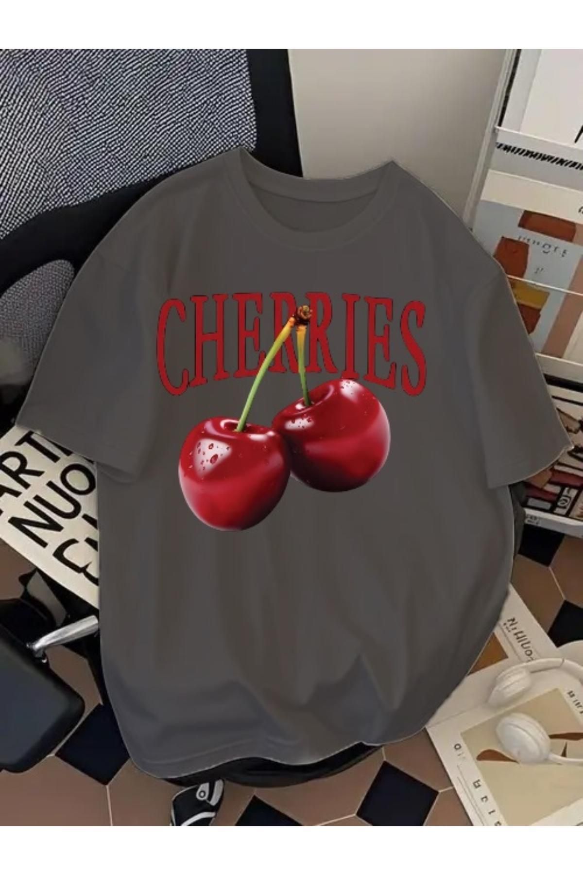 EQİ Cherries Baskılı Oversize T-Shirt