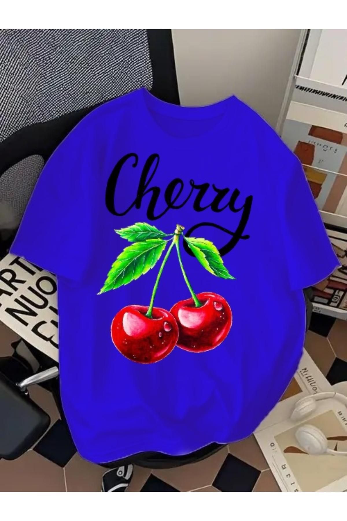 EQİ Cherry Baskılı Oversize T-Shirt