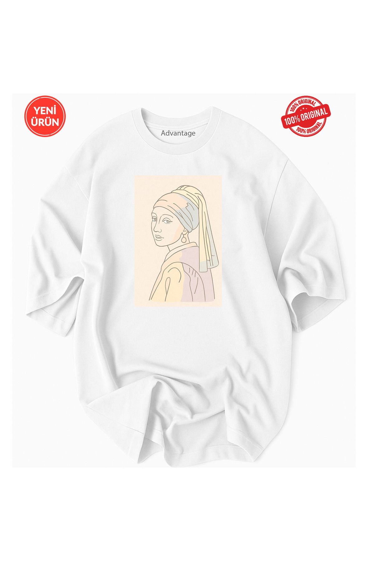 Korefanzin İnci Küpeli Kız Tasarım %100 Pamuk Premium T-Shirt