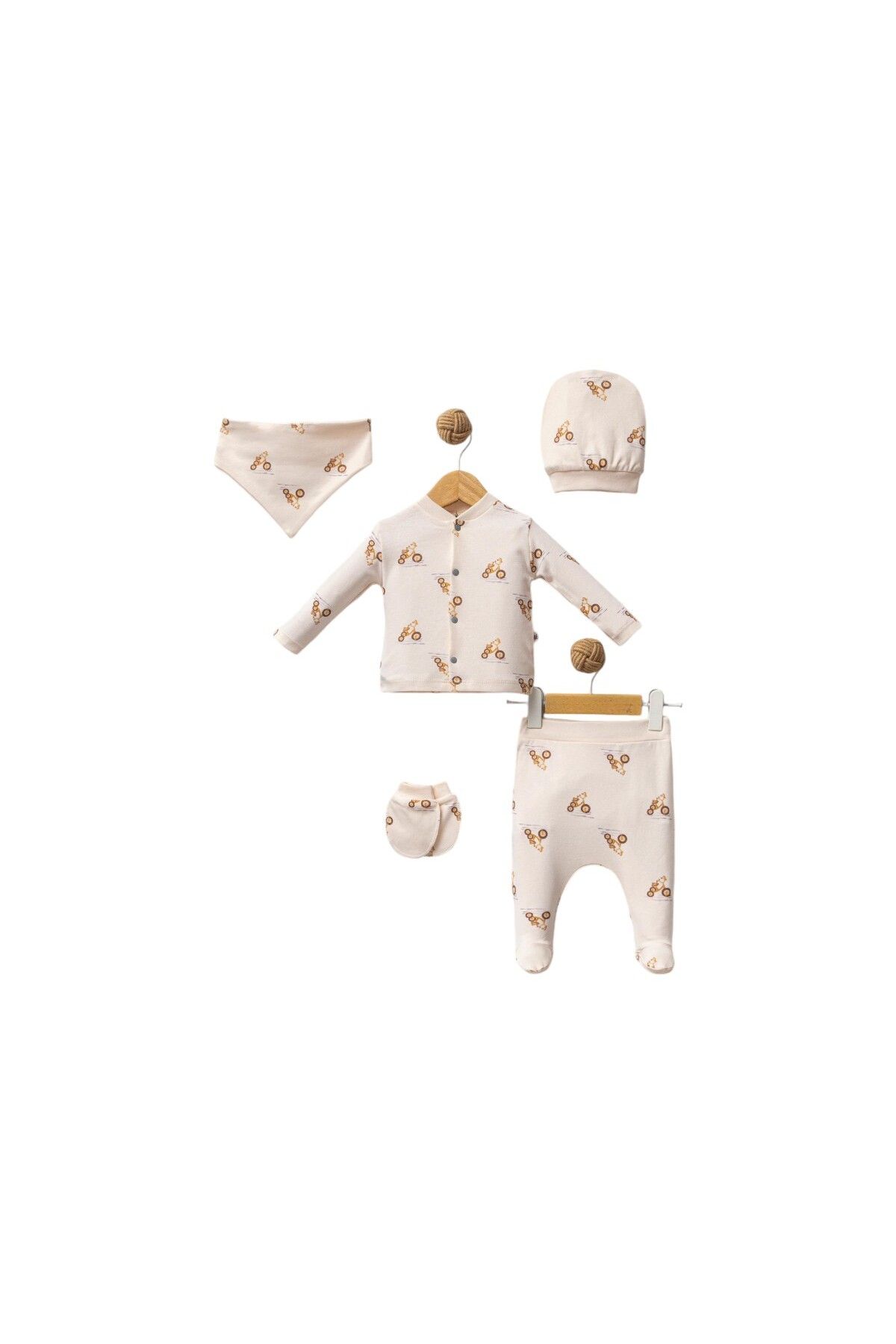 Butik Motor Baskı Bebek 5’li Set 1 Ay,3 Ay Erkek