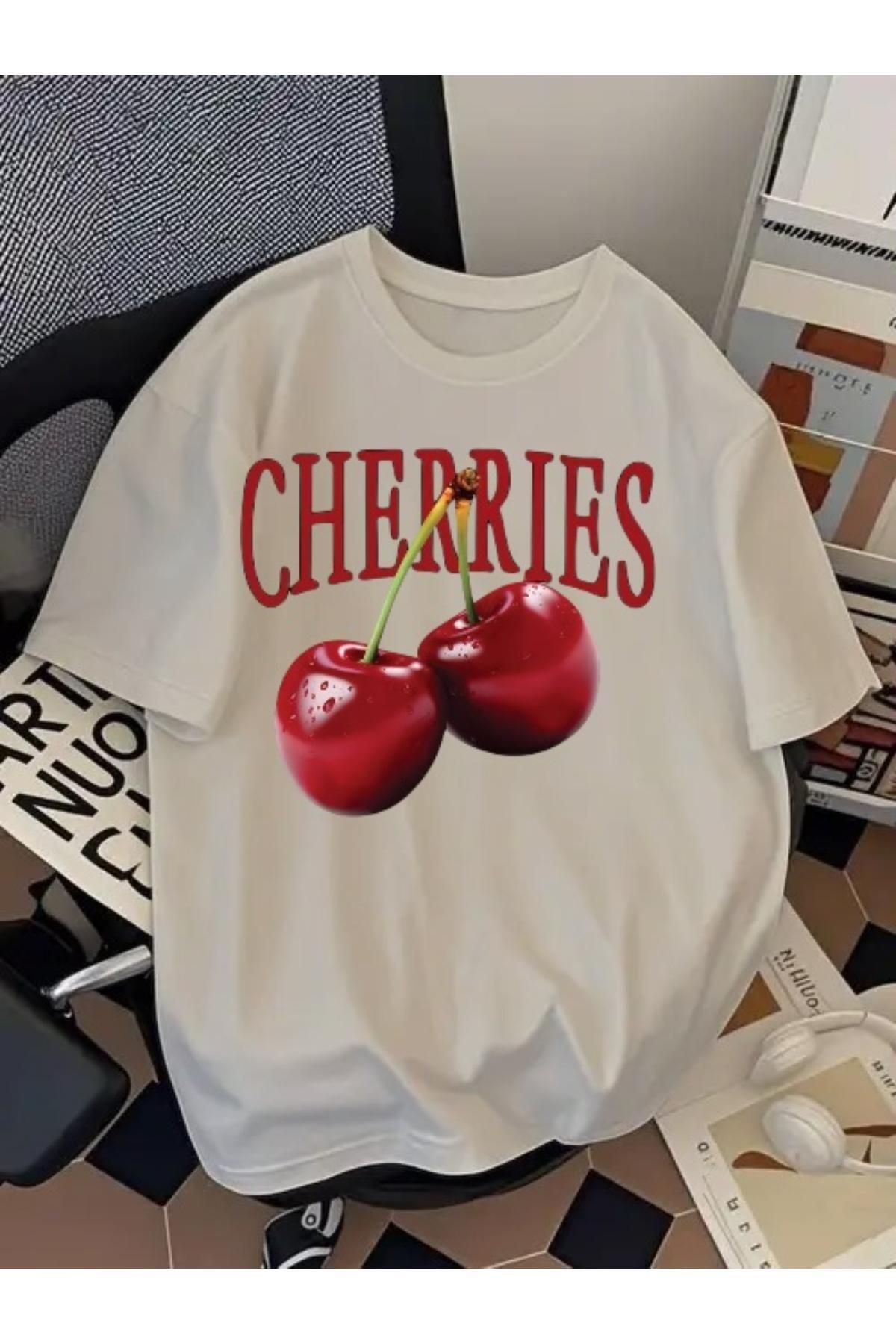 EQİ Cherries Baskılı Oversize T-Shirt