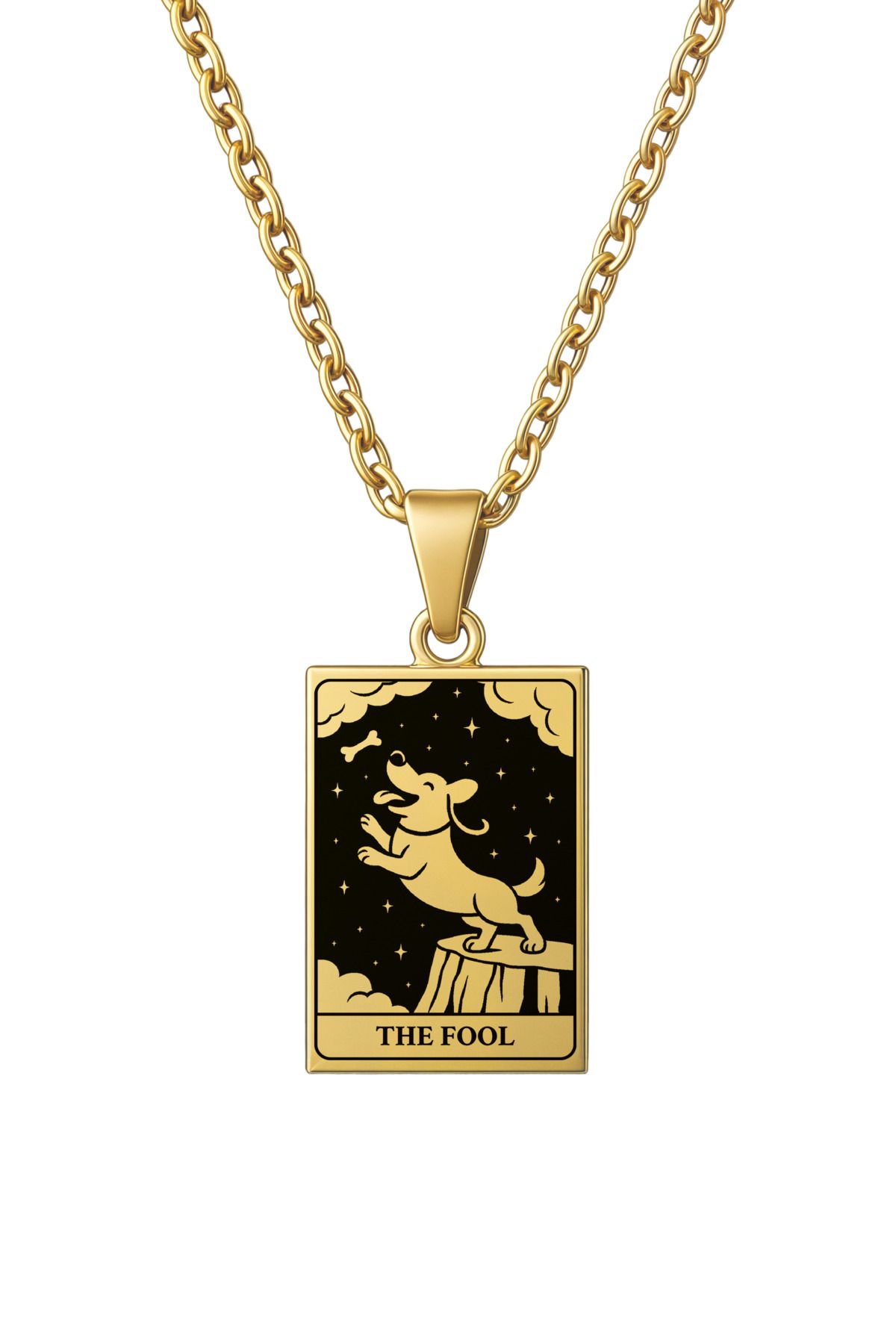 ArtinArt The Fool - Soytarı Köpek Tarot Kart | 316L Çelik Kolye