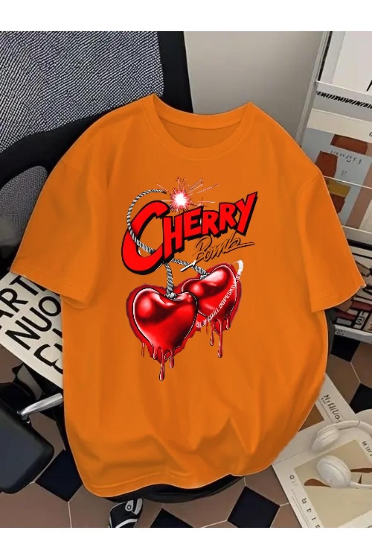 EQİ Cherry Baskılı Oversize T-Shirt