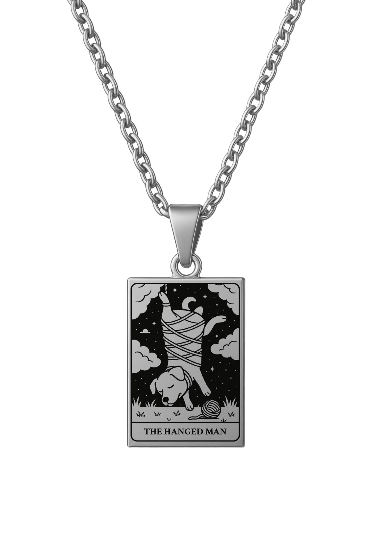 ArtinArt The Hanged Man - Asılmış Adam Köpek Tarot Kart | 316L Çelik Kolye