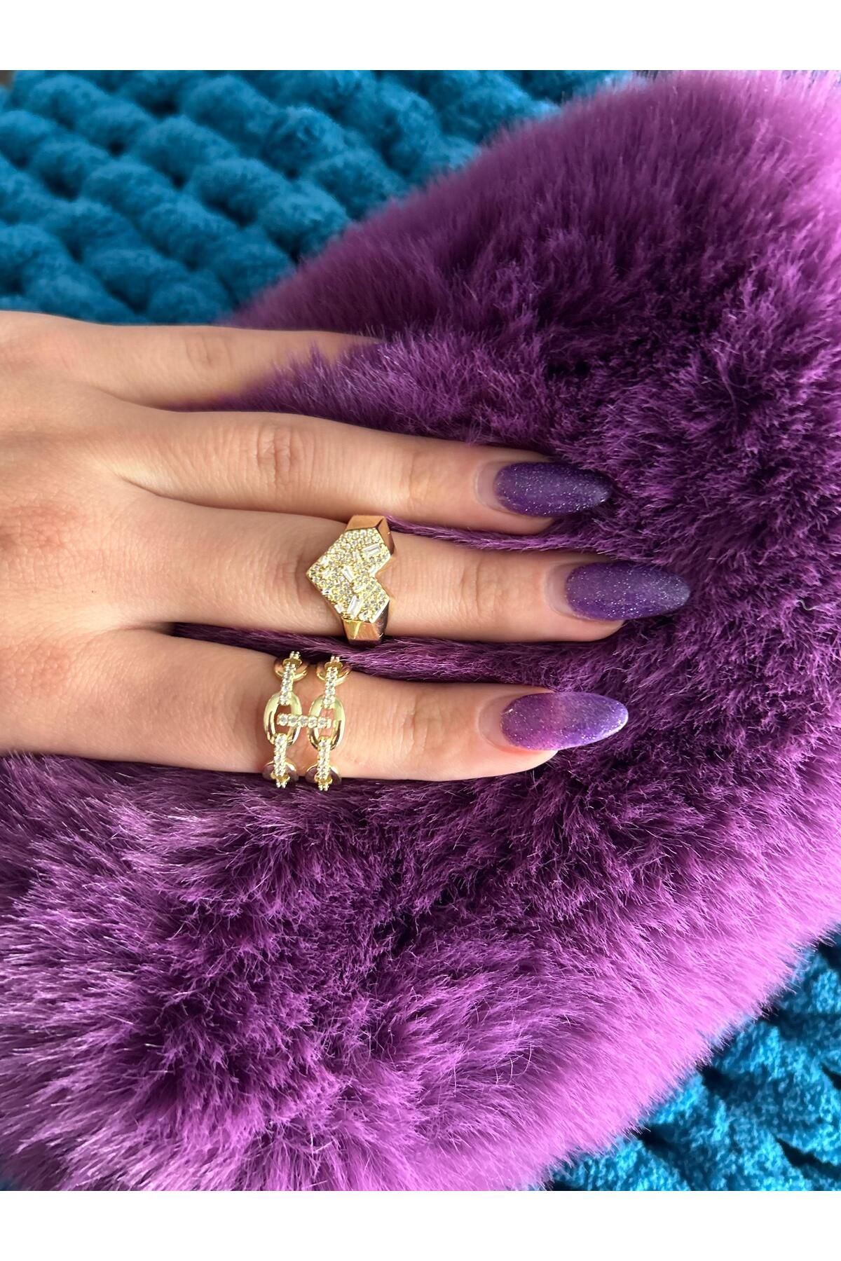 Calitha Design Kalp Yüzük / Ayarlanabilir Yüzük / Gold Kalp Yüzük