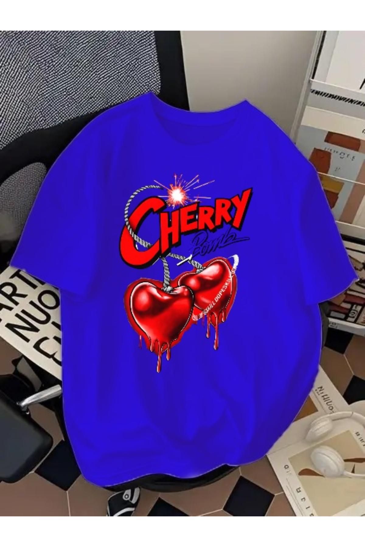 EQİ Cherry Baskılı Oversize T-Shirt