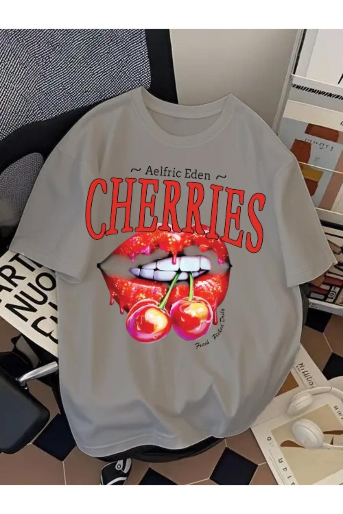 EQİ Cherries Baskılı Oversize T-Shirt