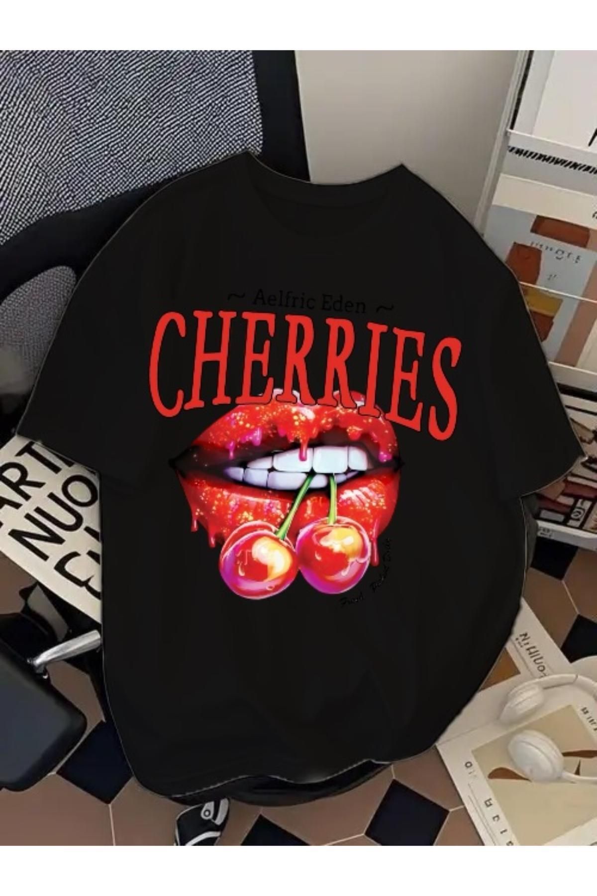 EQİ Cherries Baskılı Oversize T-Shirt